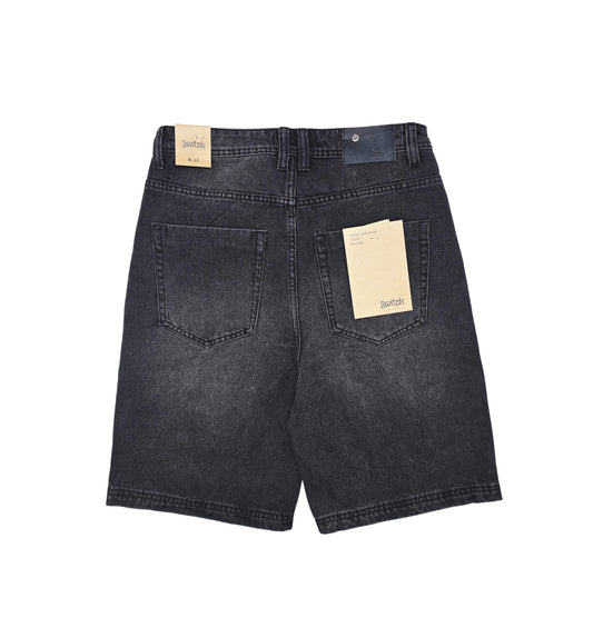 SWITCH MEN'S DENIM LONG BAGGY (JORTS) SHORTS (BLACK)