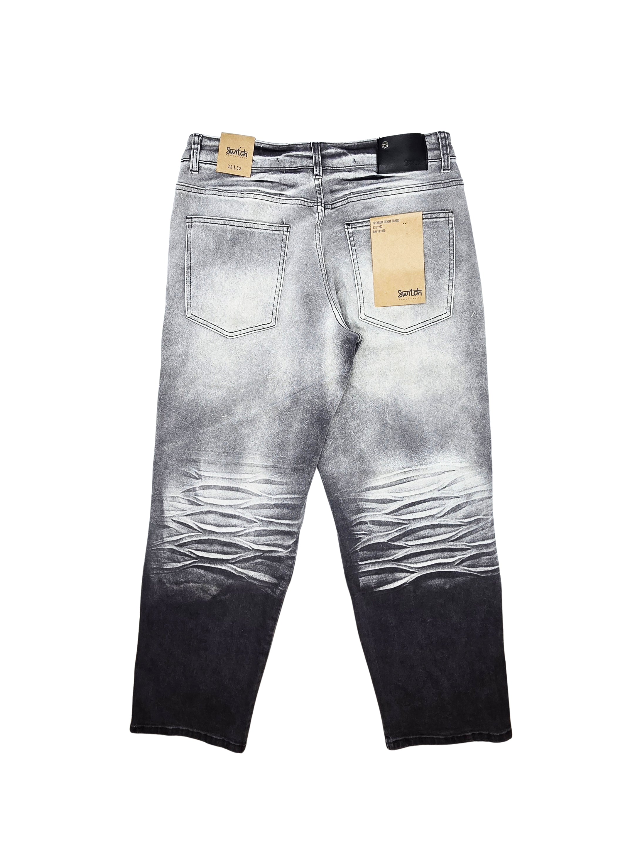 SWITCH REMARKABLE MEN'S TWO TONE PLAIN MULTI-POCKET STRAIGHT FIT CARGO JEANS (GREY)