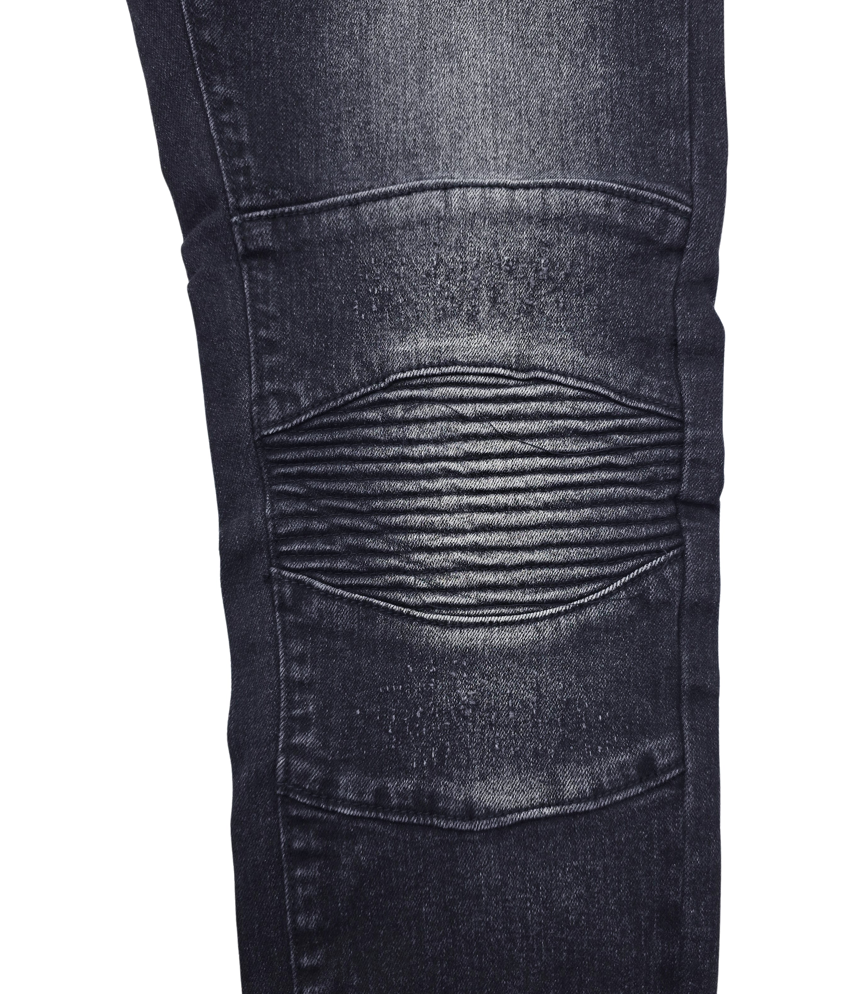 SWITCH REMARKABLE MEN'S SLIM FIT DISTRESSED BIKER JEANS (BLACK)