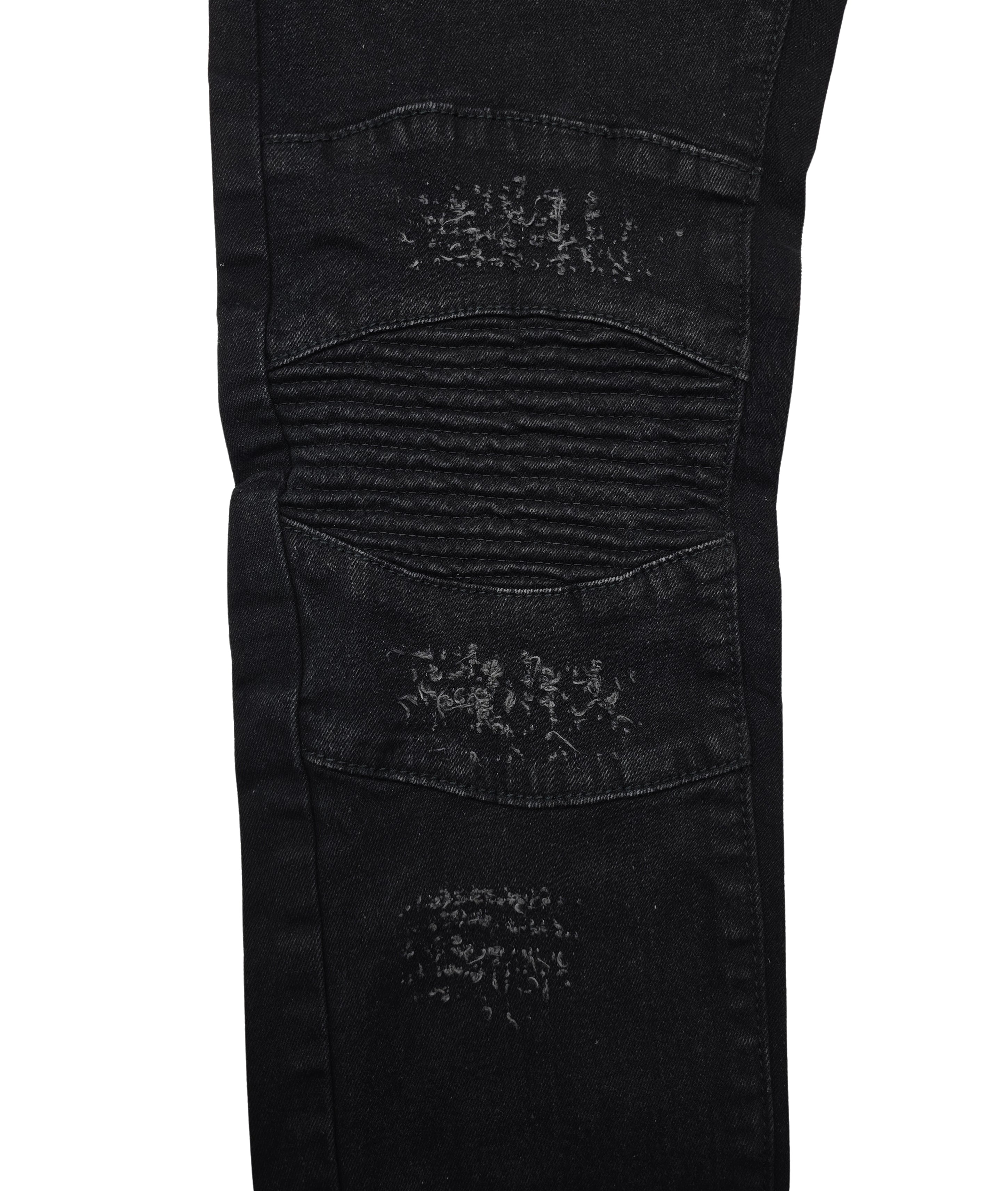 SWITCH REMARKABLE MEN'S SLIM FIT DISTRESSED BIKER JEANS (JET BLACK)