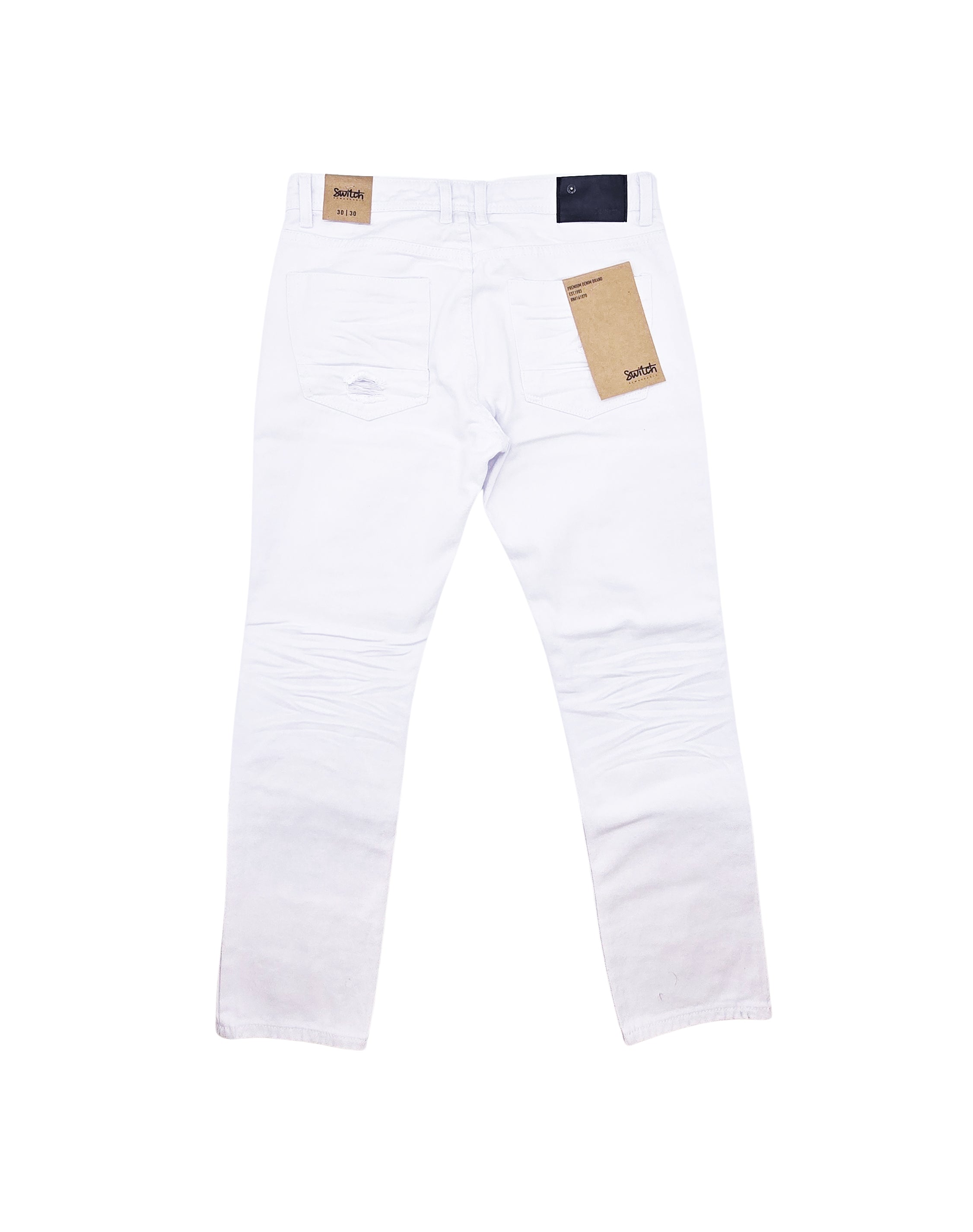 SWITCH REMARKABLE MEN'S SLIM FIT RIPPED DENIM JEANS (WHITE)