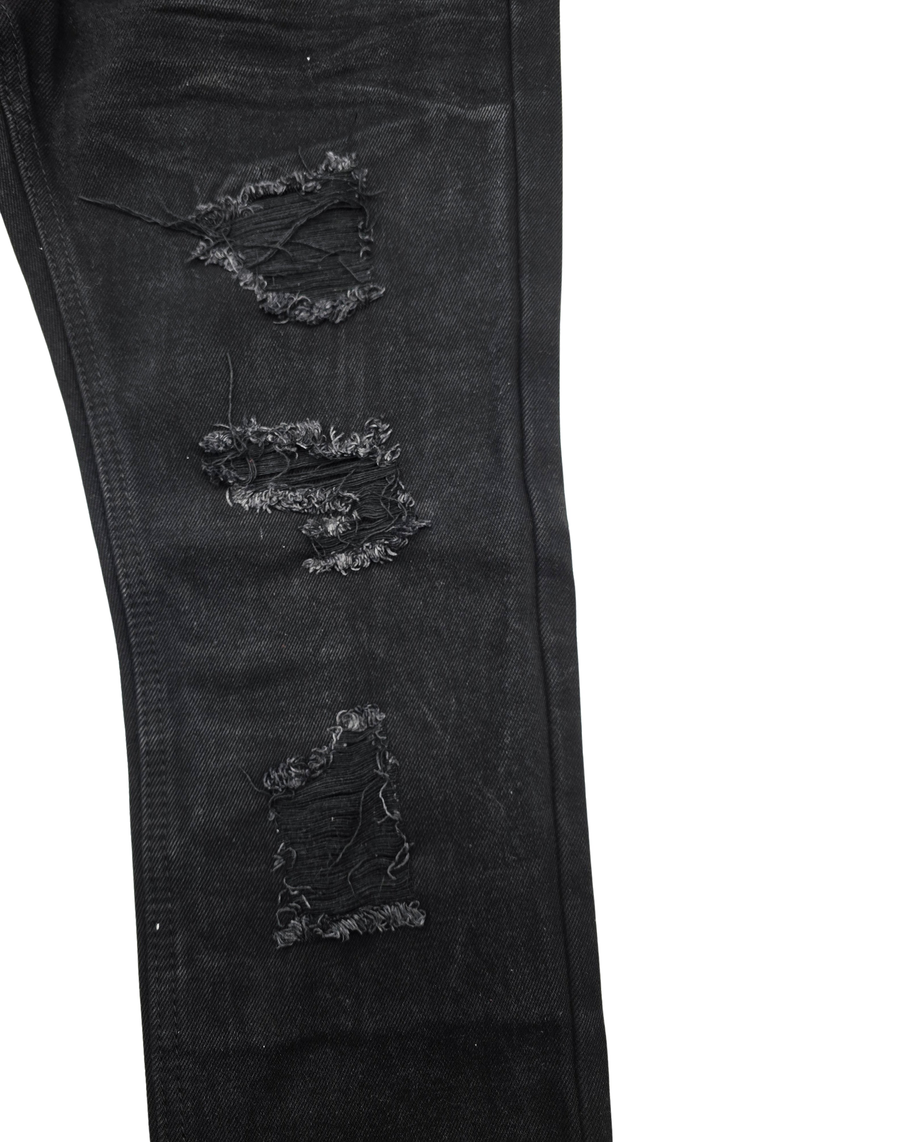 SWITCH REMARKABLE MEN'S SLIM FIT RIPPED DENIM JEANS (JET BLACK)