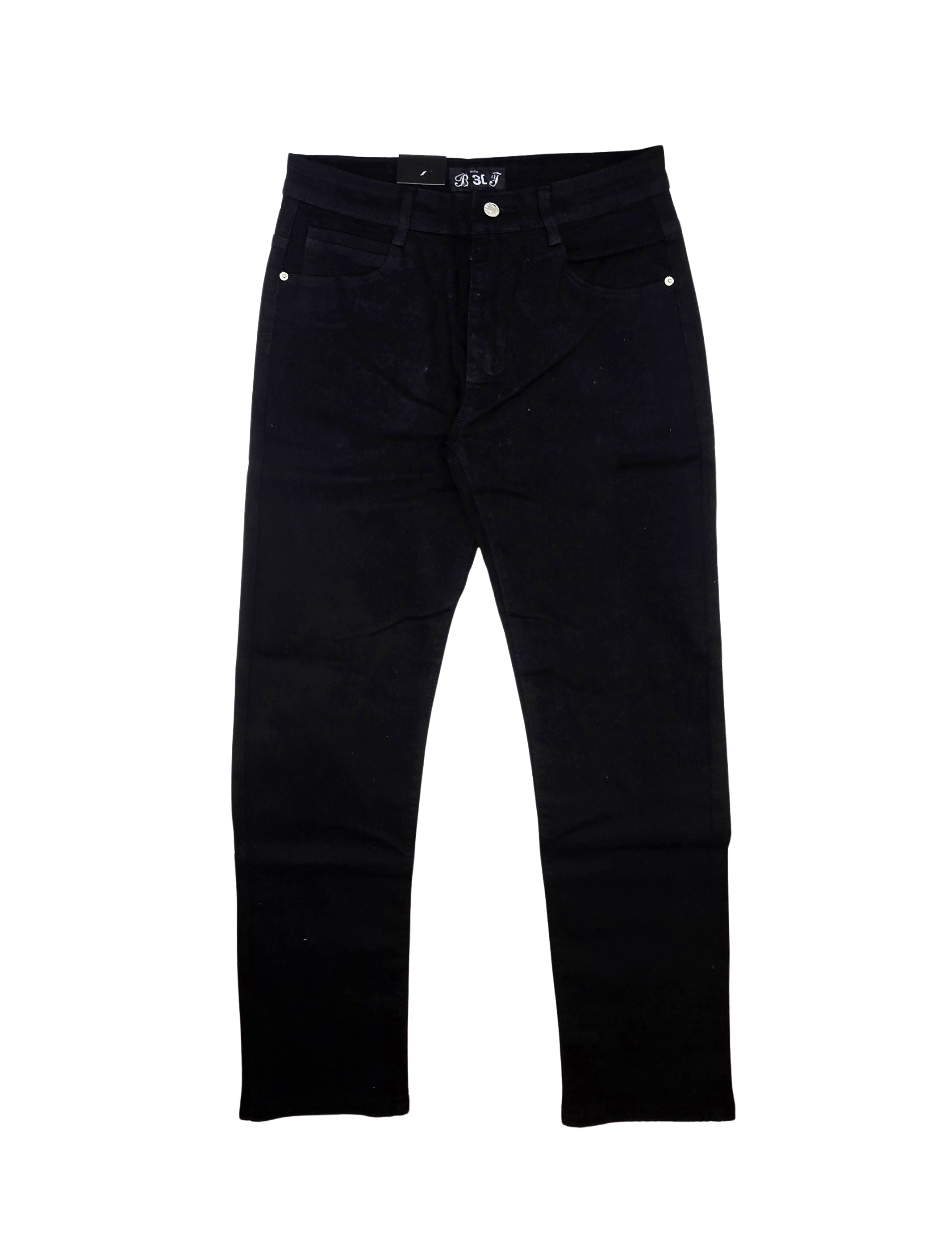 BRONCO MEN'S PLAIN SLIM STRETCH JEANS (BLACK)