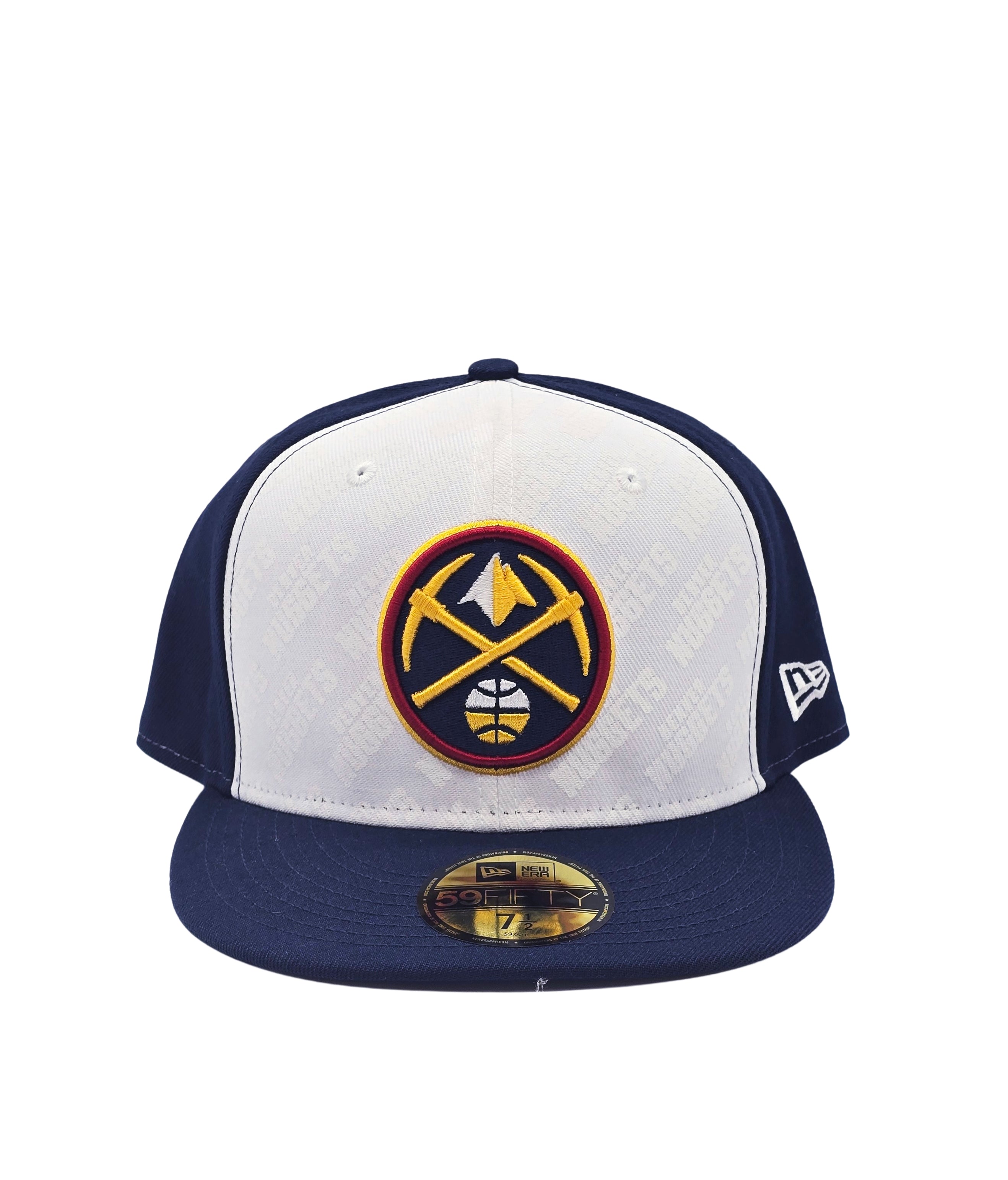 NEW ERA 59FIFTY NBA DENVER NUGGERTS WHITE/NAVY BLUE FITTED HAT