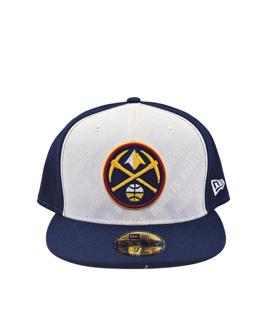 NEW ERA 59FIFTY NBA DENVER NUGGERTS WHITE/NAVY BLUE FITTED HAT
