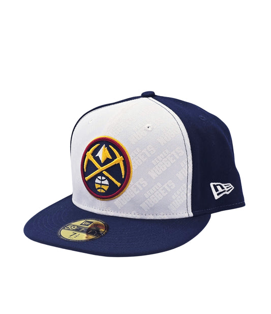 NEW ERA 59FIFTY NBA DENVER NUGGERTS WHITE/NAVY BLUE FITTED HAT
