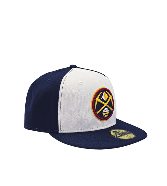 NEW ERA 59FIFTY NBA DENVER NUGGERTS WHITE/NAVY BLUE FITTED HAT