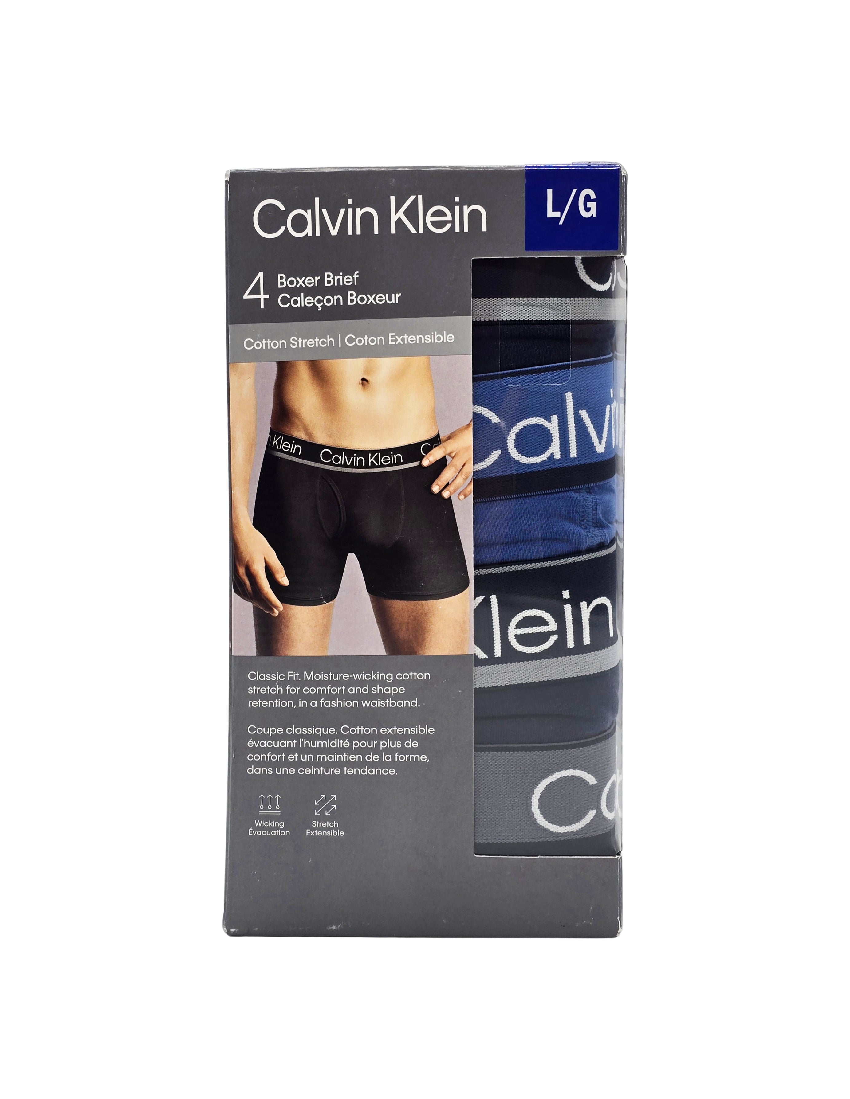 CALVIN KLEIN COTTON STRETCH MEN BOXER BRIEFS (BLUE PACK OF 4)