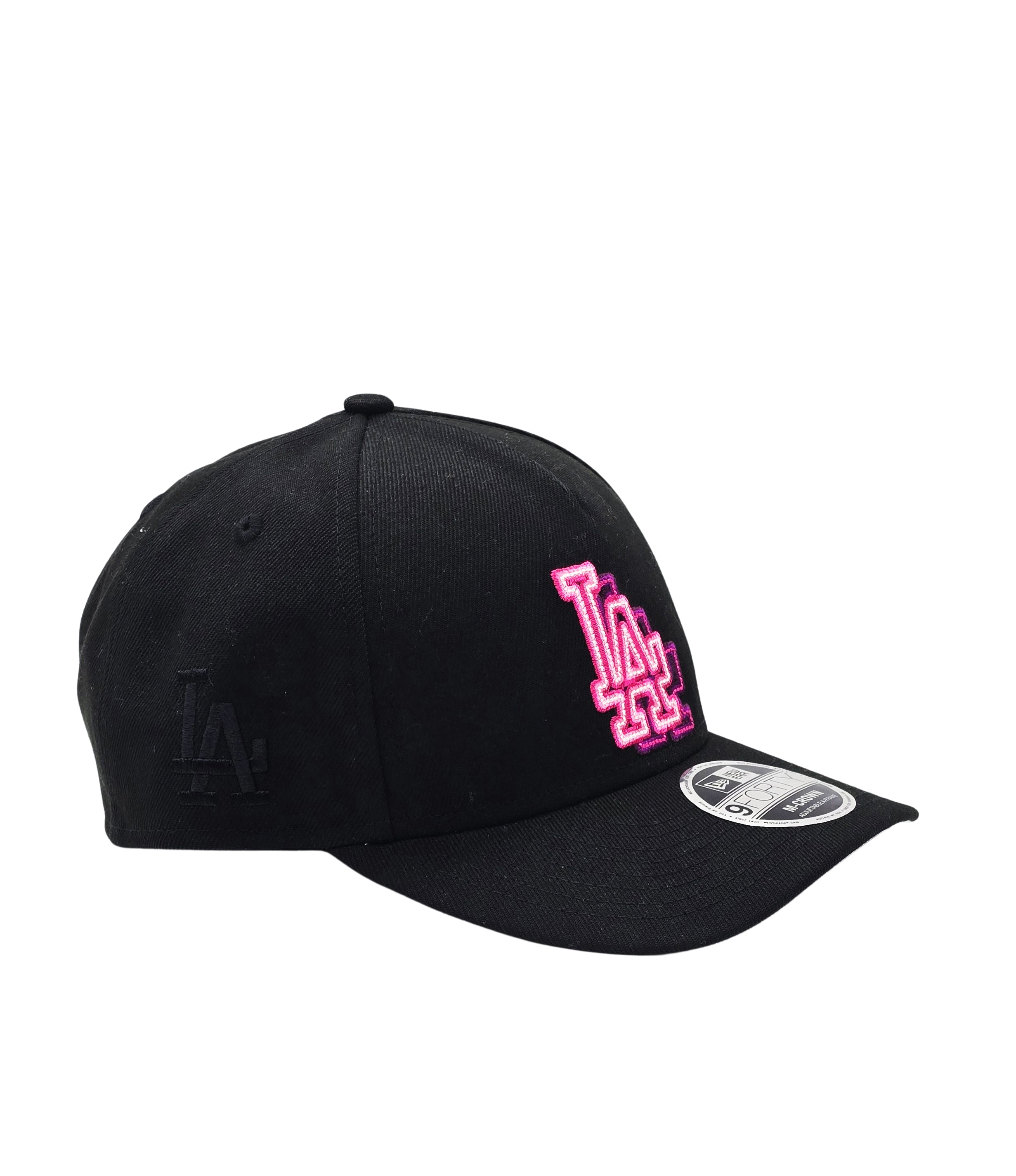 NEW ERA 9FORTY MLB LOS ANGELES DODGERS M-CROWN ADJUSTABLE A-FRAME SNAPBACK BLACK/PINK CAP