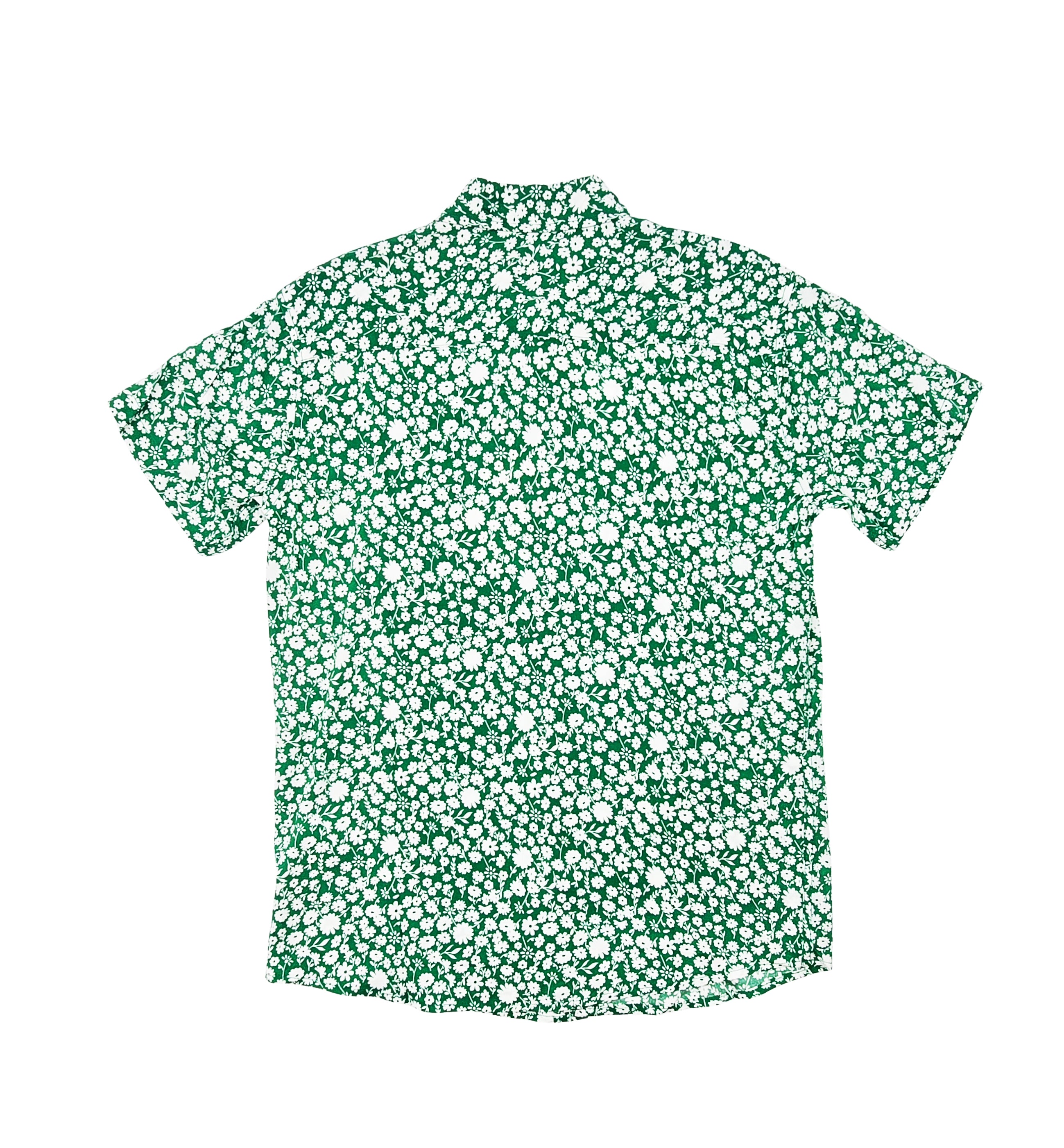 SPRINGFIELD MEN'S SHORT SLEEVES PRINTED BUTTON-UP SHIRT (GREEN/WHITE)