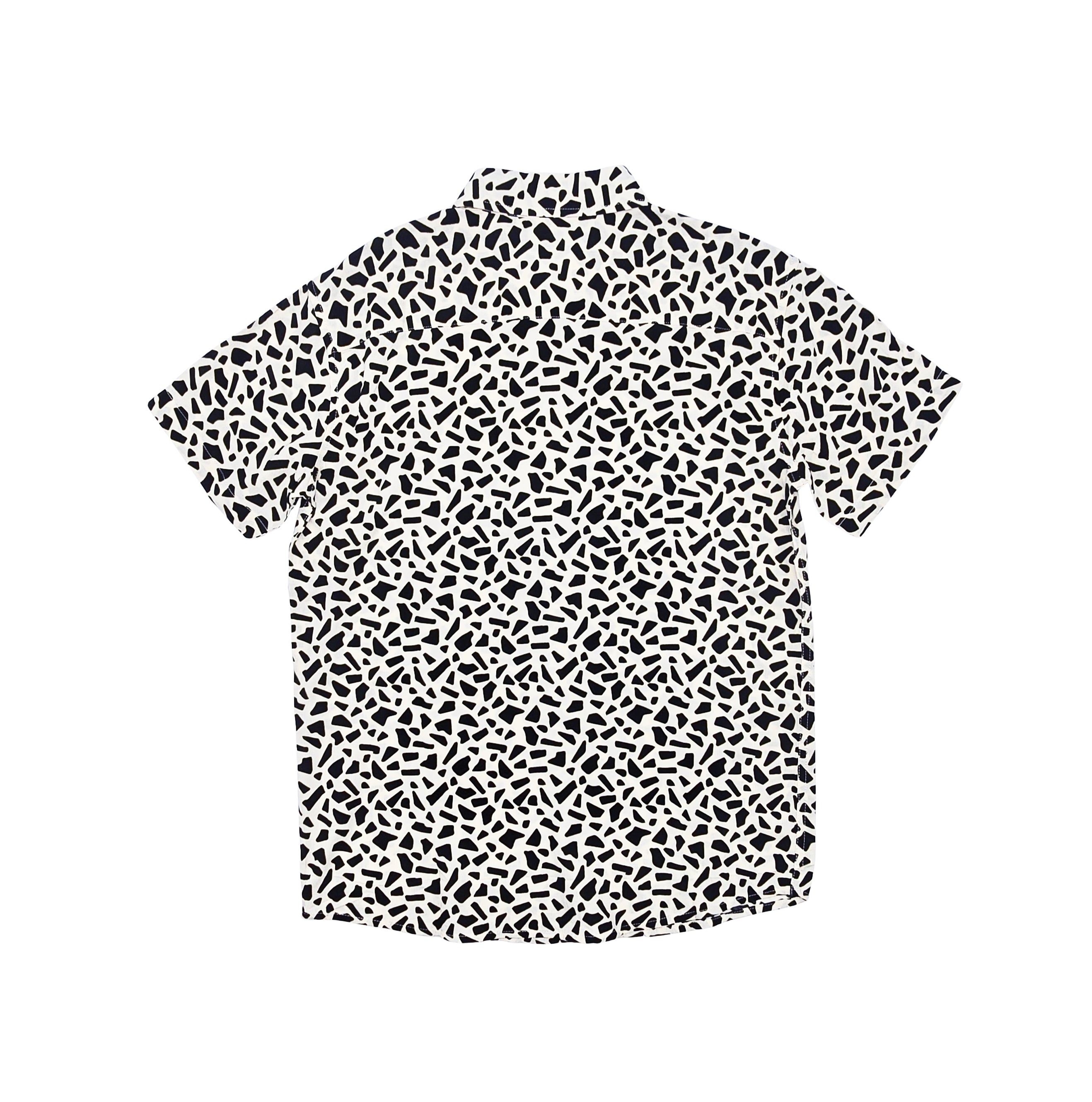 SPRINGFIELD MEN'S SHORT SLEEVES PRINTED BUTTON-UP SHIRT (OFF-WHITE/BLACK)