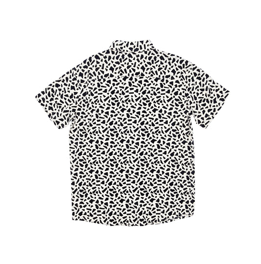 SPRINGFIELD MEN'S SHORT SLEEVES PRINTED BUTTON-UP SHIRT (OFF-WHITE/BLACK)