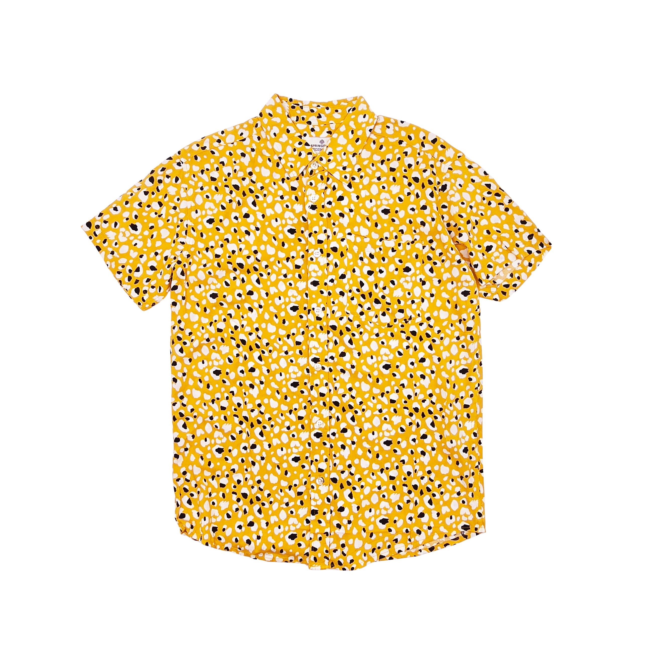 SPRINGFIELD MEN'S SHORT SLEEVES PRINTED BUTTON-UP SHIRT (YELLOW)
