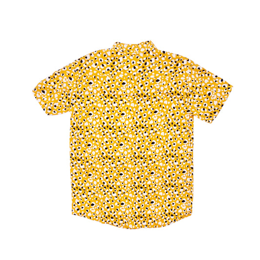SPRINGFIELD MEN'S SHORT SLEEVES PRINTED BUTTON-UP SHIRT (YELLOW)