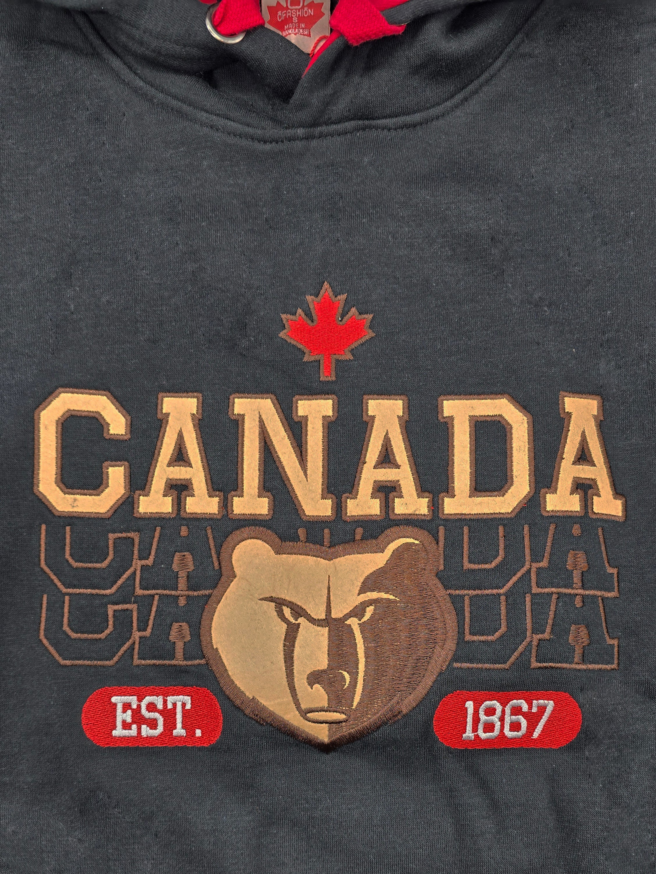 MEN'S EMBROIDERED CANADA FLEECE PULLOVER HOODIE (BLACK)