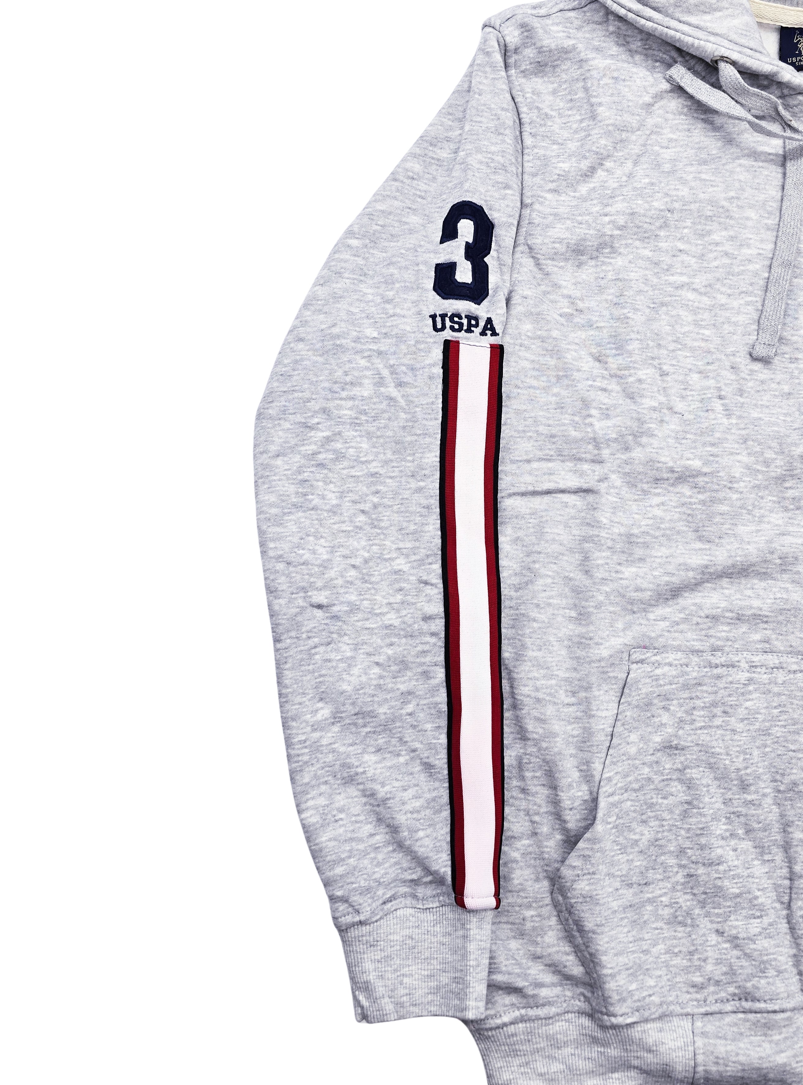 MEN'S U.S. POLO FLEECE PULLOVER HOODIE (GREY)