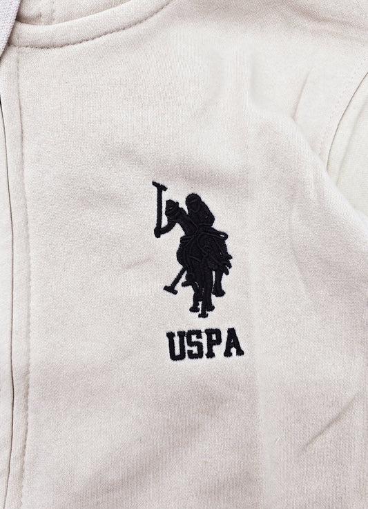 MEN'S U.S. POLO FLEECE PULLOVER HOODIE (CREAM)