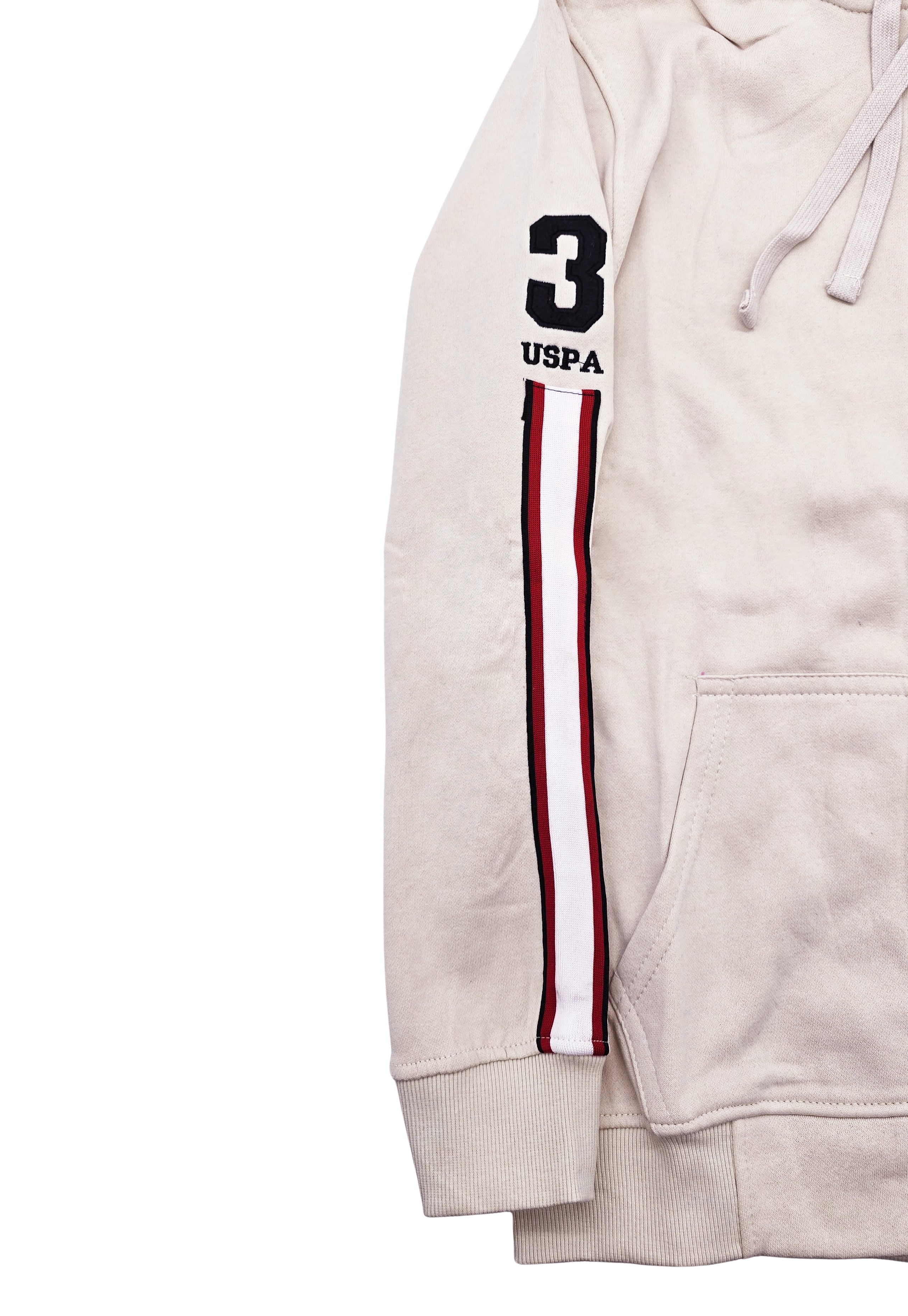 MEN'S U.S. POLO FLEECE PULLOVER HOODIE (CREAM)