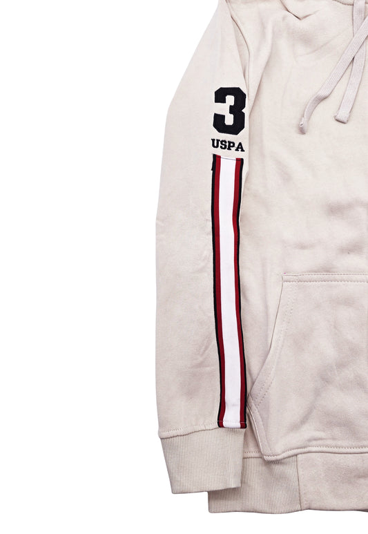MEN'S U.S. POLO FLEECE PULLOVER HOODIE (CREAM)