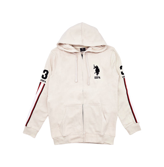 MEN'S U.S. POLO FLEECE PULLOVER HOODIE (CREAM)