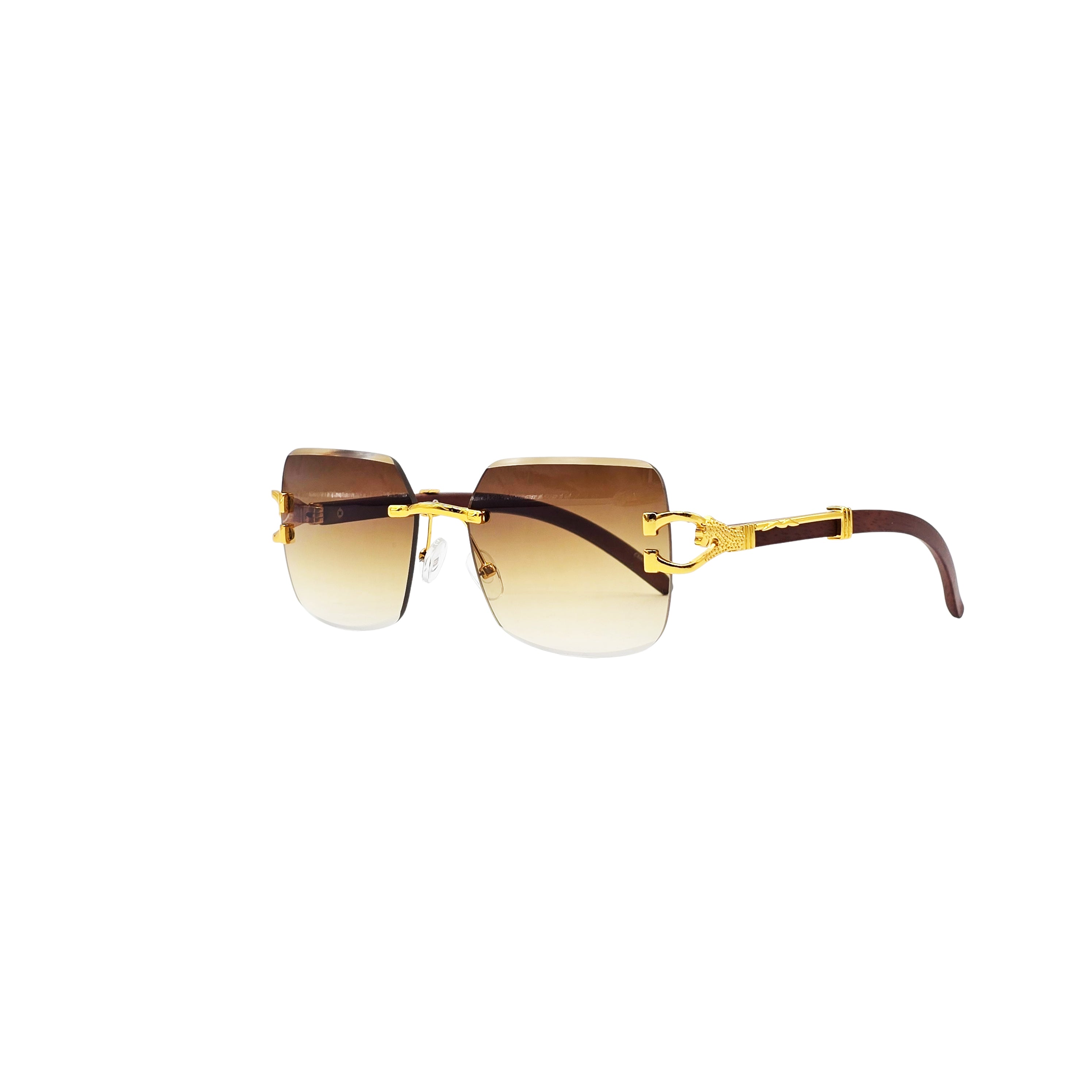 BROWN/GOLD DESIGNER SUNGLASSES (J7418)