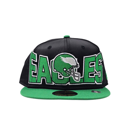 NEW ERA 59FIFTY NFL PHILADELPHIA EAGLES BLACK/GREEN SATIN FITTED HAT