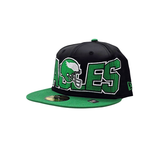 NEW ERA 59FIFTY NFL PHILADELPHIA EAGLES BLACK/GREEN SATIN FITTED HAT