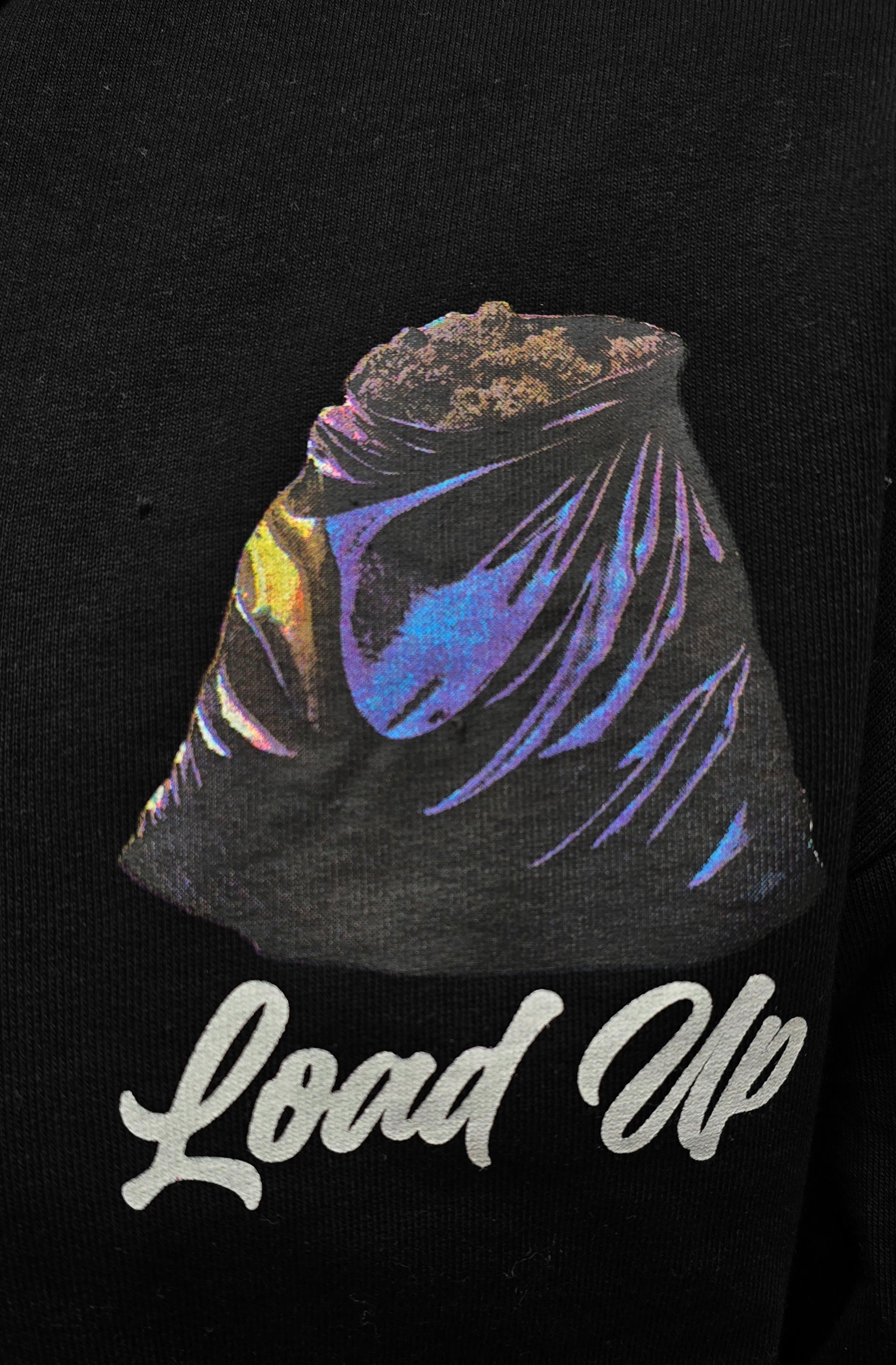 SWITCH REMARKABLE MEN'S RHINESTONE LOAD UP CROPPED GRAPHIC HOODIE (BLACK)