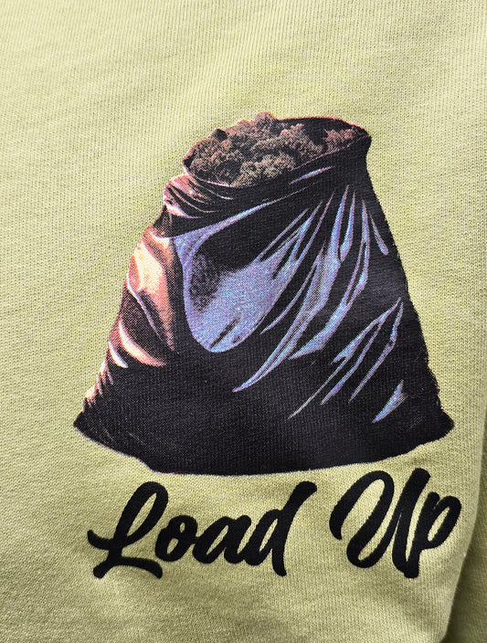 SWITCH REMARKABLE MEN'S RHINESTONE LOAD UP CROPPED GRAPHIC HOODIE (LIGHT OLIVE)