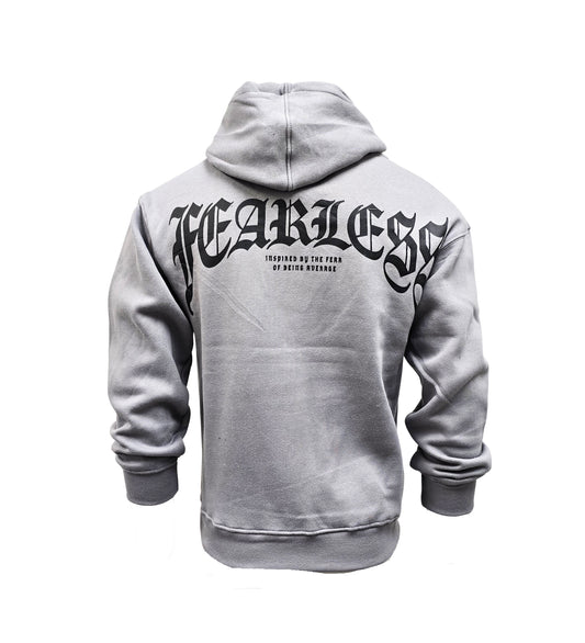 PJ MARK BLEECKER & MERCER MEN'S RHINESTONE FEARLESS GREY GRAPHIC HOODIE