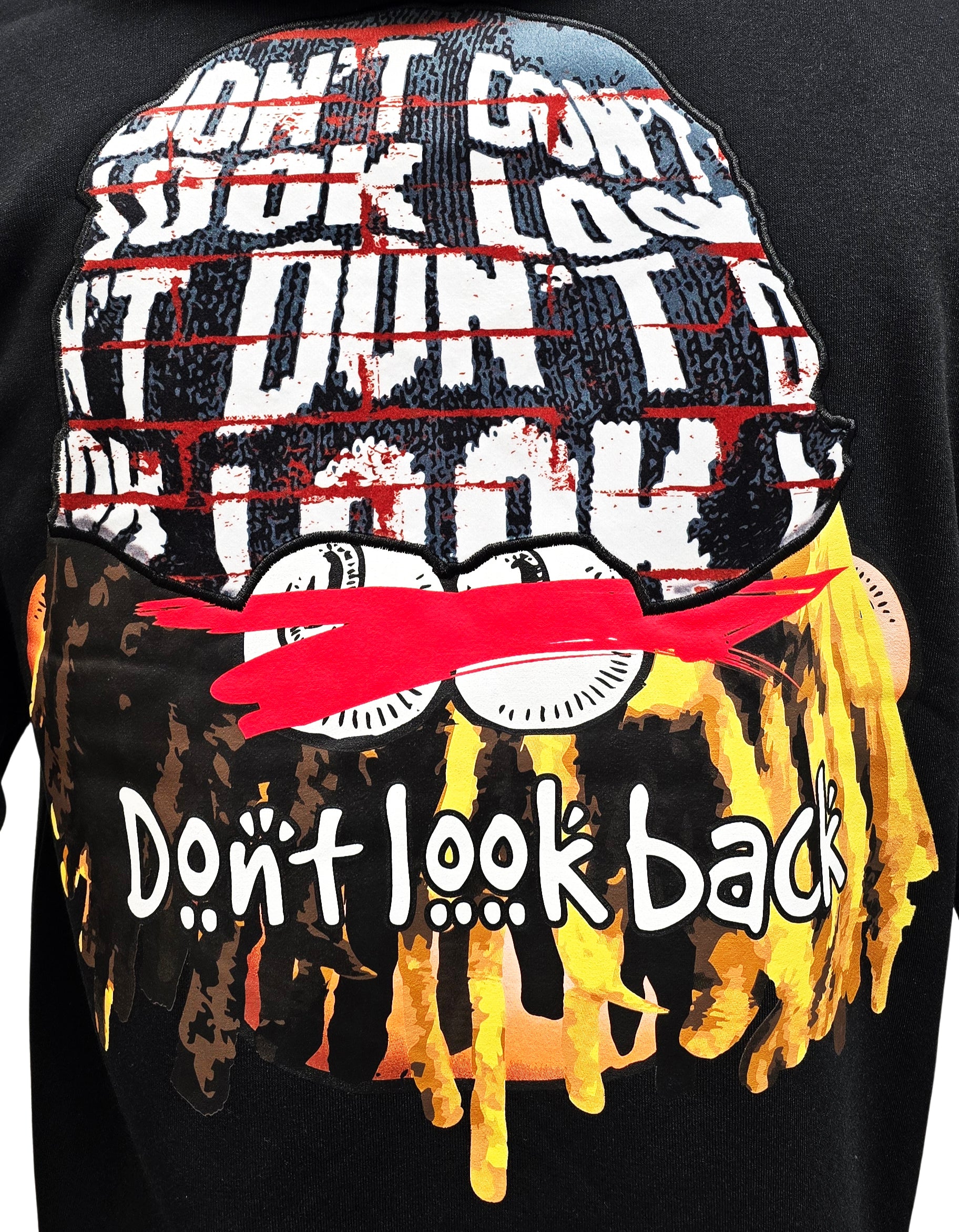 PJ MARK BLEECKER & MERCER MEN'S DON'T LOOK BACK GRAPHIC PULLOVER BLACK HOODIE