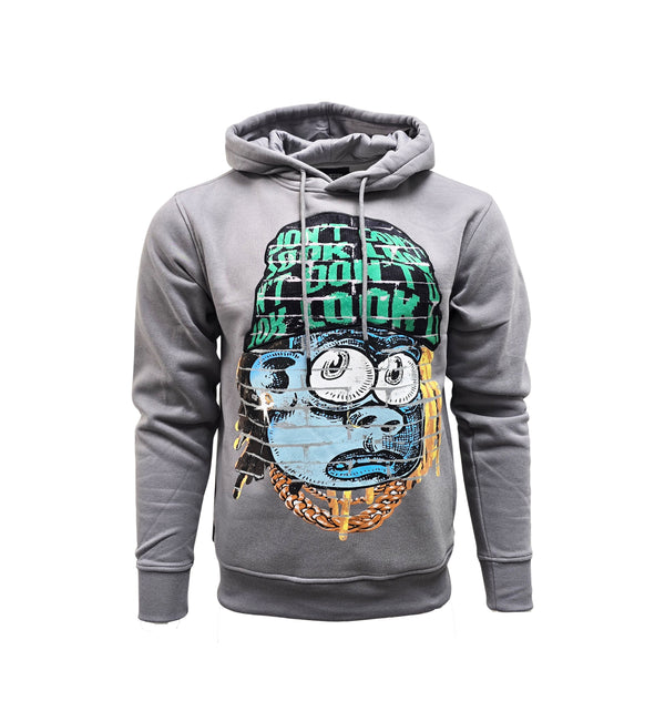PJ MARK BLEECKER & MERCER MEN'S DON'T LOOK BACK GRAPHIC PULLOVER GREY HOODIE