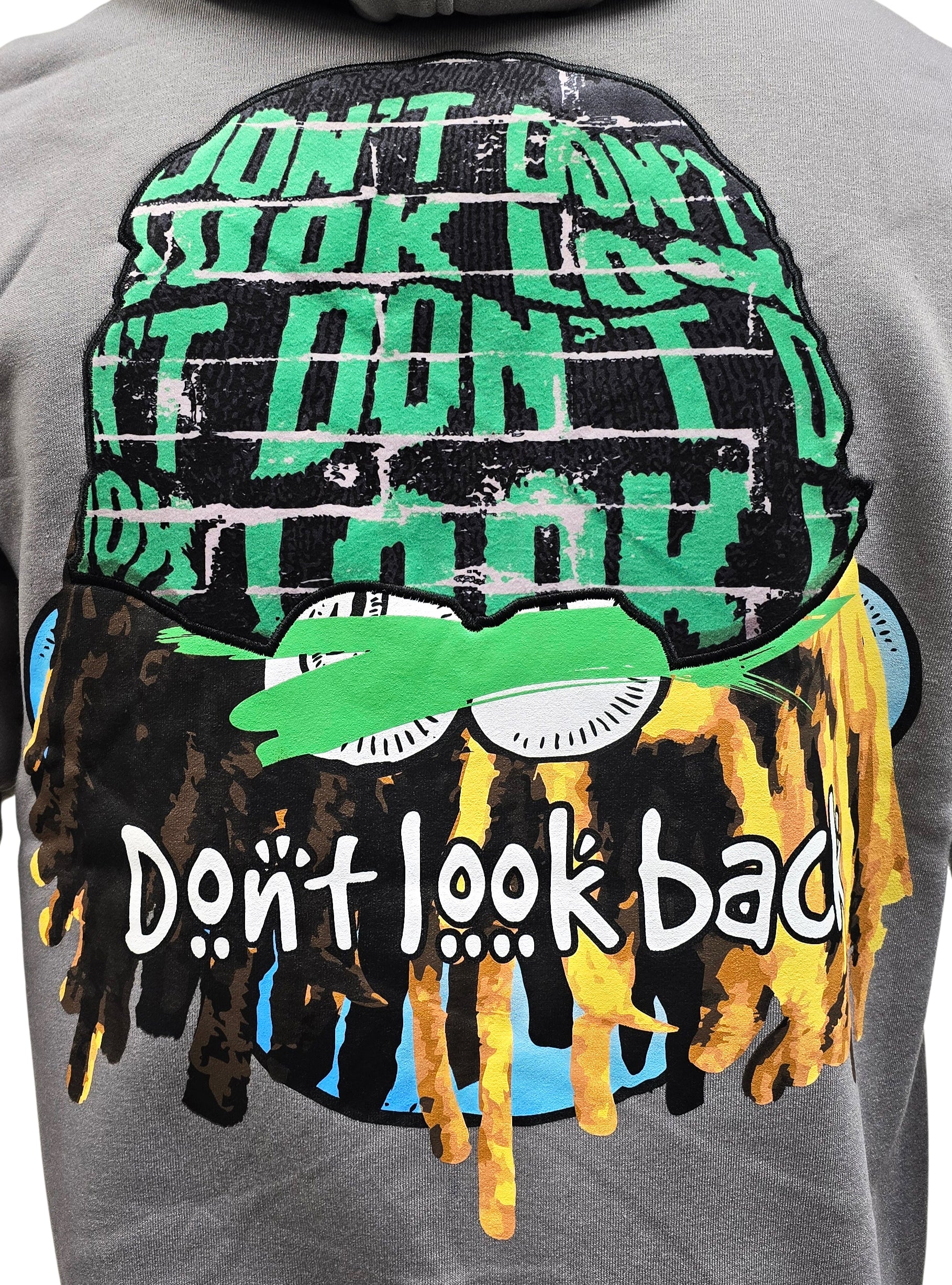 PJ MARK BLEECKER & MERCER MEN'S DON'T LOOK BACK GRAPHIC PULLOVER GREY HOODIE