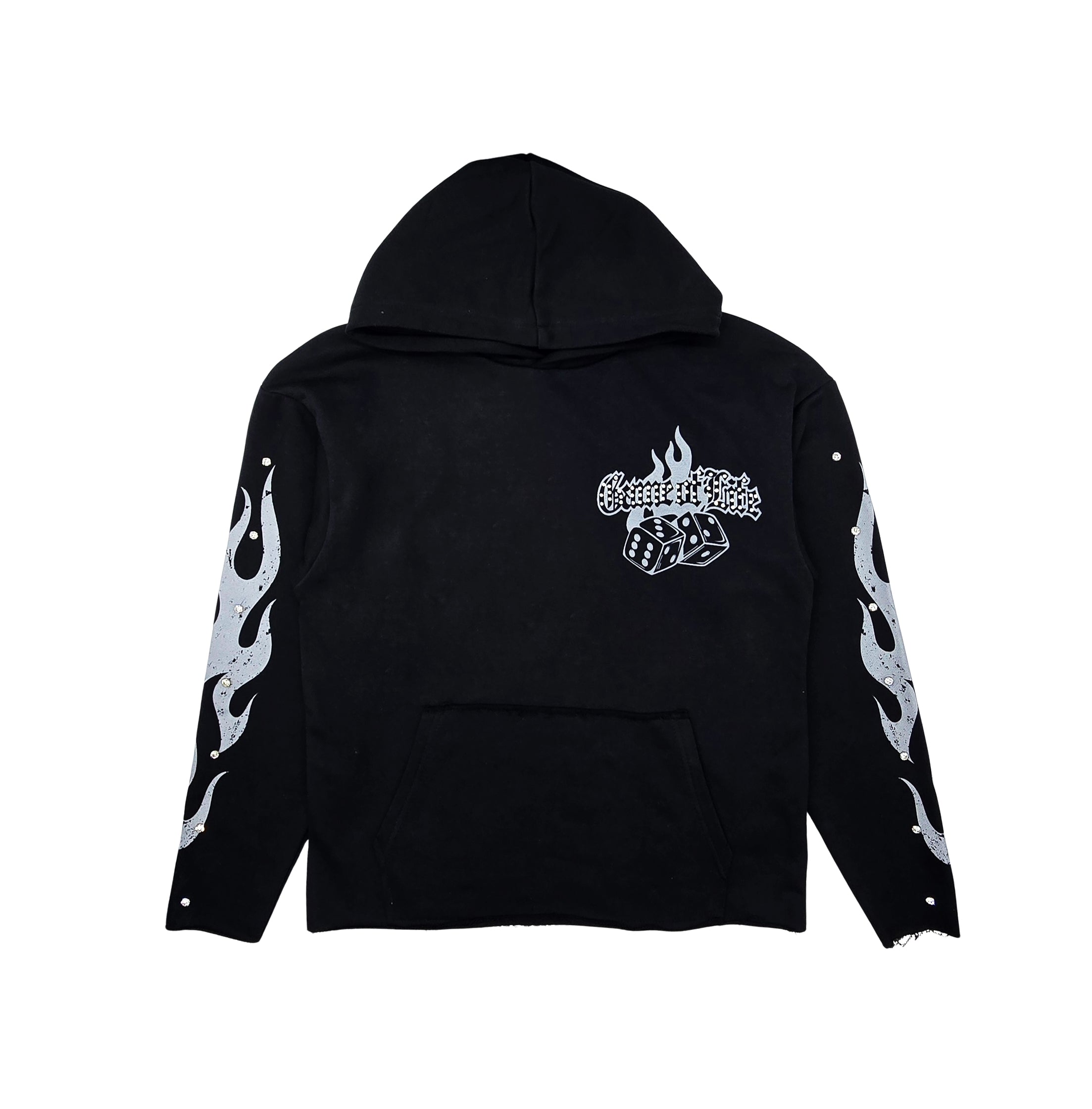 PJ MARK BLEECKER & MERCER MEN'S 2PIECE RHINESTONE GAME OF LIFE, PARADISE GRAPHIC BLACK PULLOVER & STACKED PANTS SET