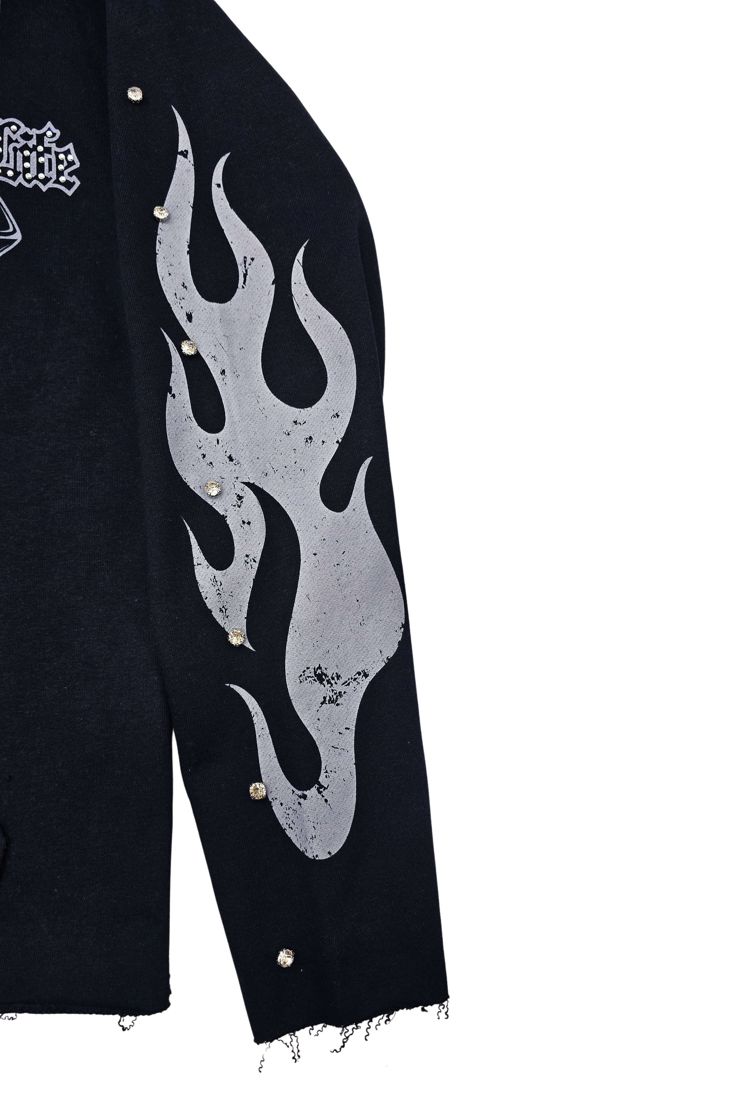 PJ MARK BLEECKER & MERCER MEN'S 2PIECE RHINESTONE GAME OF LIFE, PARADISE GRAPHIC BLACK PULLOVER & STACKED PANTS SET