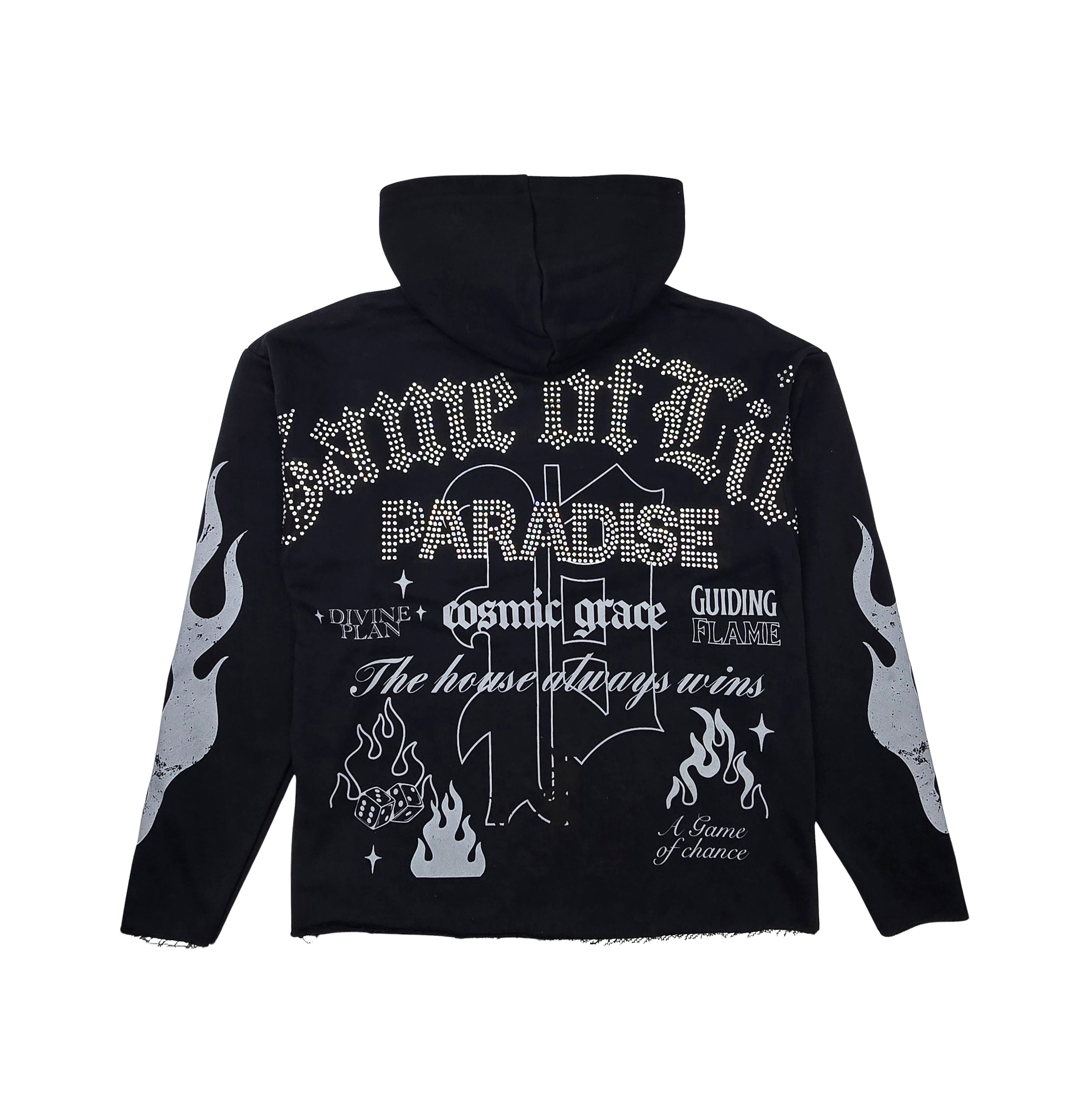 PJ MARK BLEECKER & MERCER MEN'S 2PIECE RHINESTONE GAME OF LIFE, PARADISE GRAPHIC BLACK PULLOVER & STACKED PANTS SET