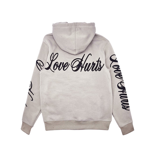 PJ MARK BLEECKER & MERCER MEN'S 2PIECE RHINESTONE LOVE HURTS GRAPHIC OYESTER GREY PULLOVER & STACKED PANTS SET