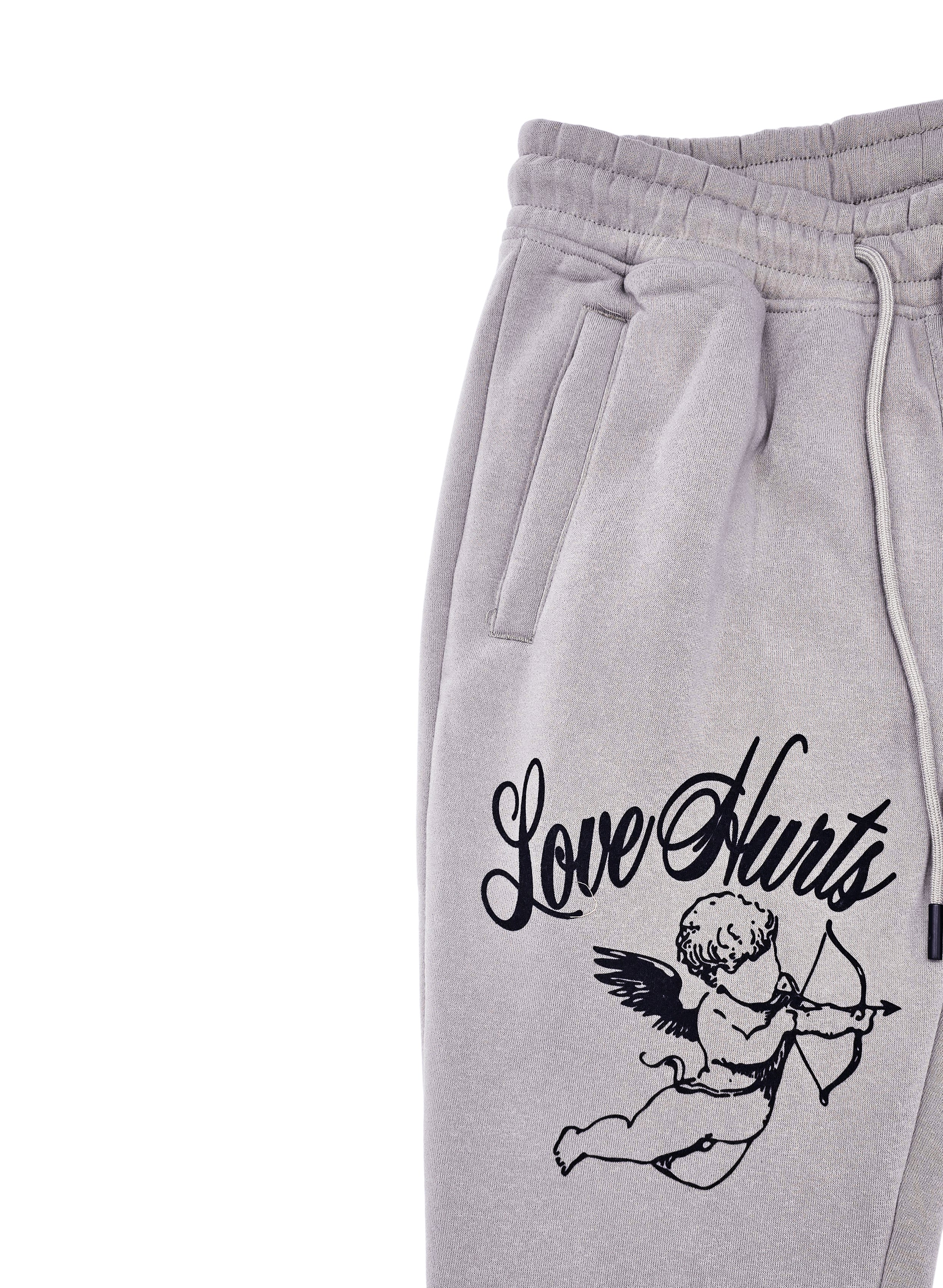 PJ MARK BLEECKER & MERCER MEN'S 2PIECE RHINESTONE LOVE HURTS GRAPHIC OYESTER GREY PULLOVER & STACKED PANTS SET