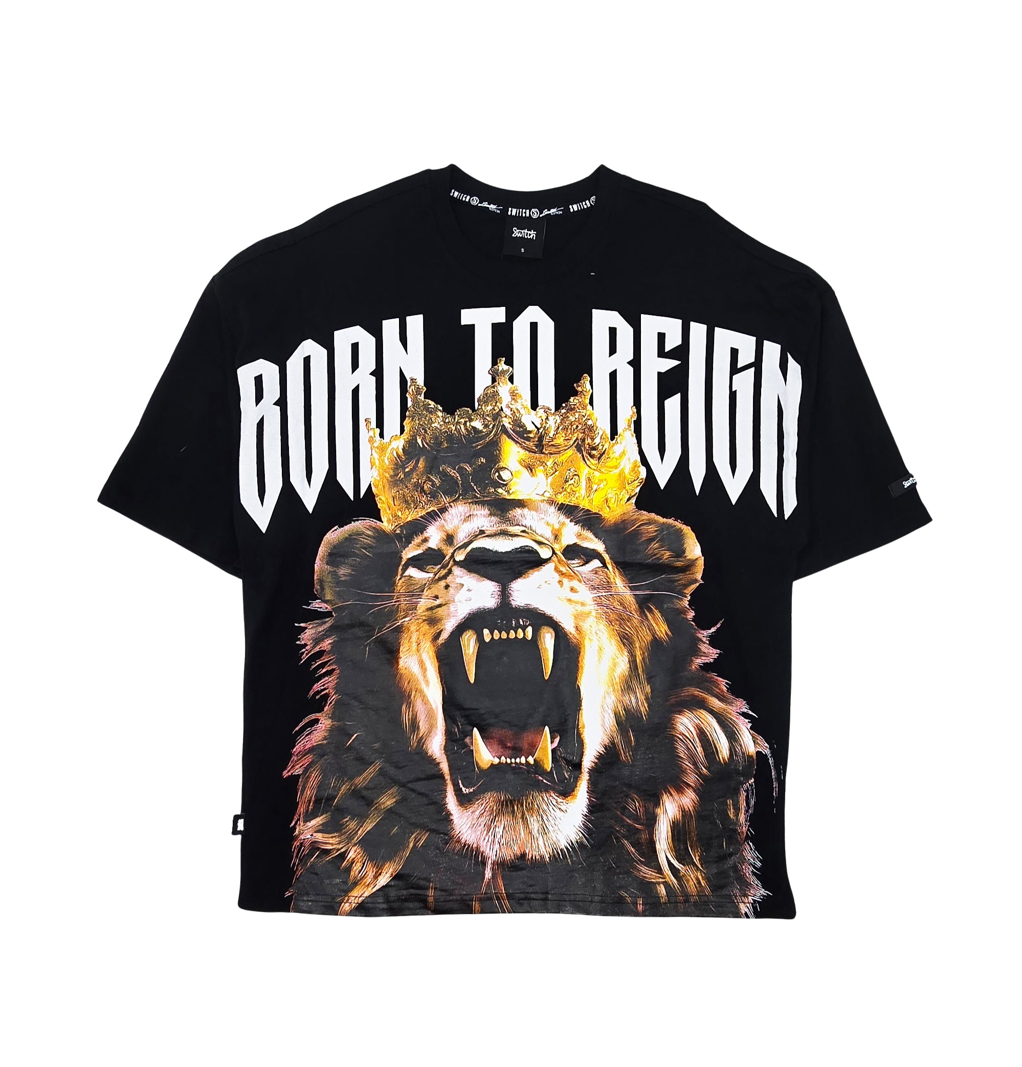 SWITCH MEN'S RHINESTONE BORN TO REIGN GRAPHIC T-SHIRT (BLACK)