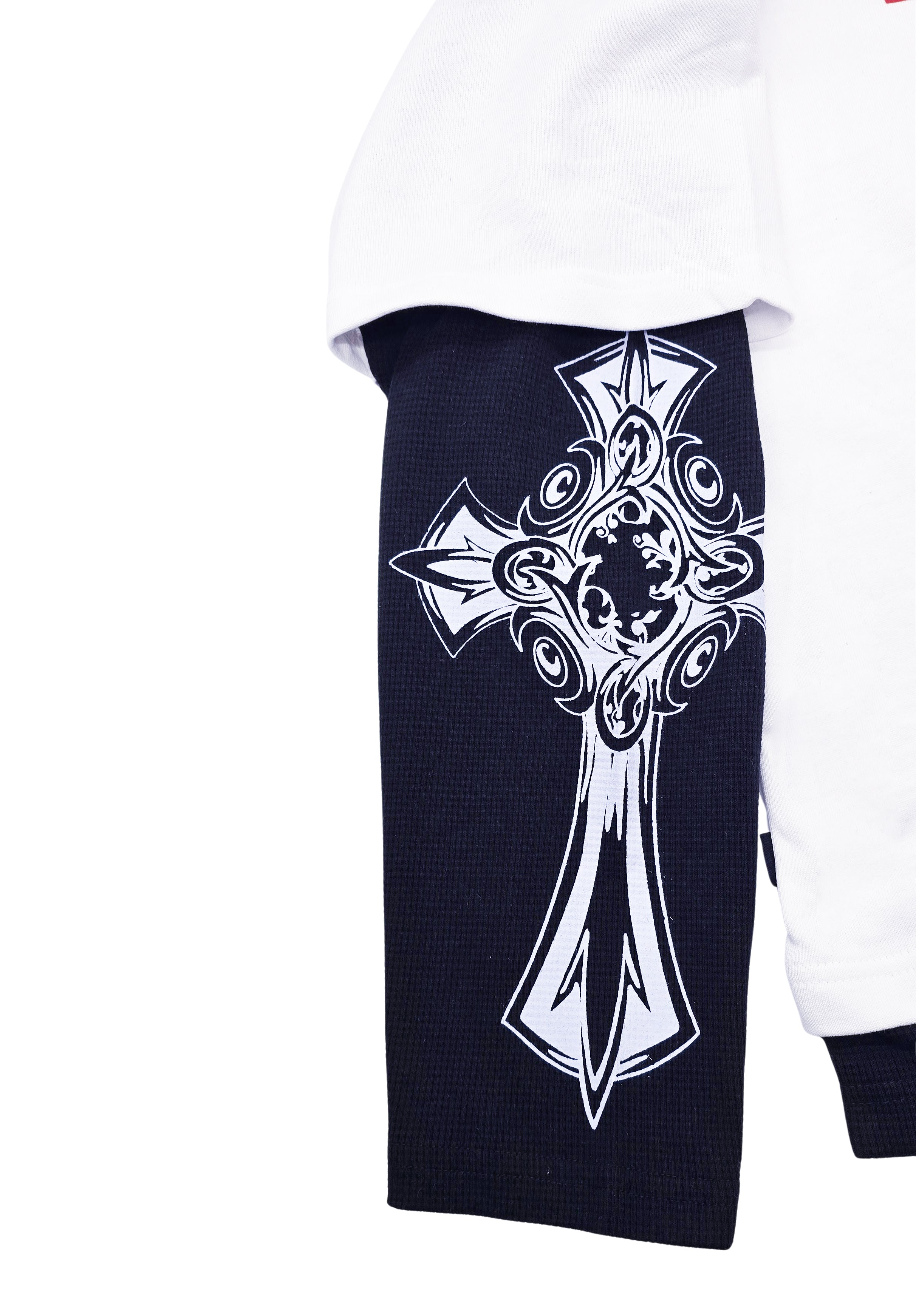 SWITCH MEN'S LONG SLEEVE RHINESTONE ENDLESS GRAPHIC T-SHIRT (WHITE)