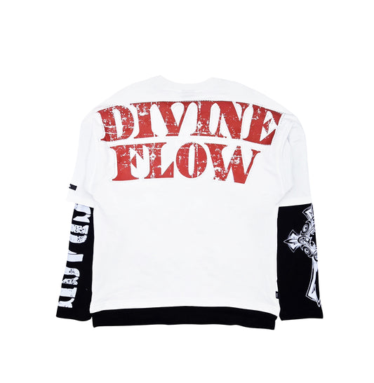 SWITCH MEN'S LONG SLEEVE RHINESTONE ENDLESS GRAPHIC T-SHIRT (WHITE)