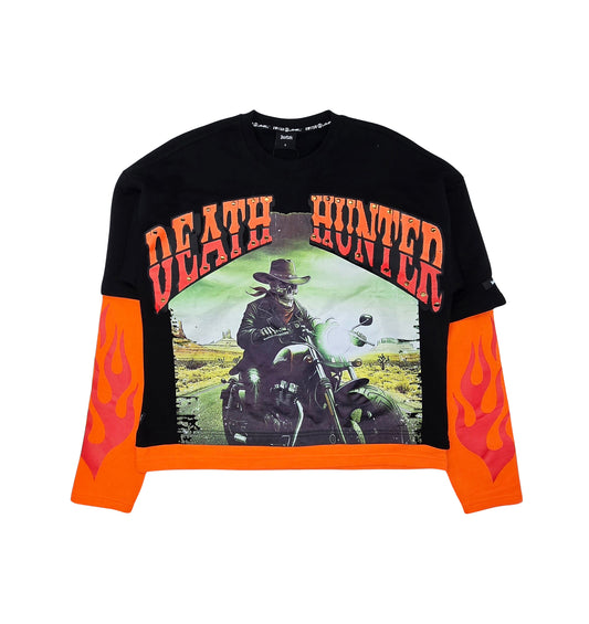 SWITCH MEN'S LONG SLEEVE DEATH HUNTER GRAPHIC T-SHIRT (BLACK)
