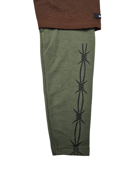 SWITCH MEN'S LONG SLEEVE RHINESTONE MIDAS TOUCH GRAPHIC T-SHIRT (BROWN)