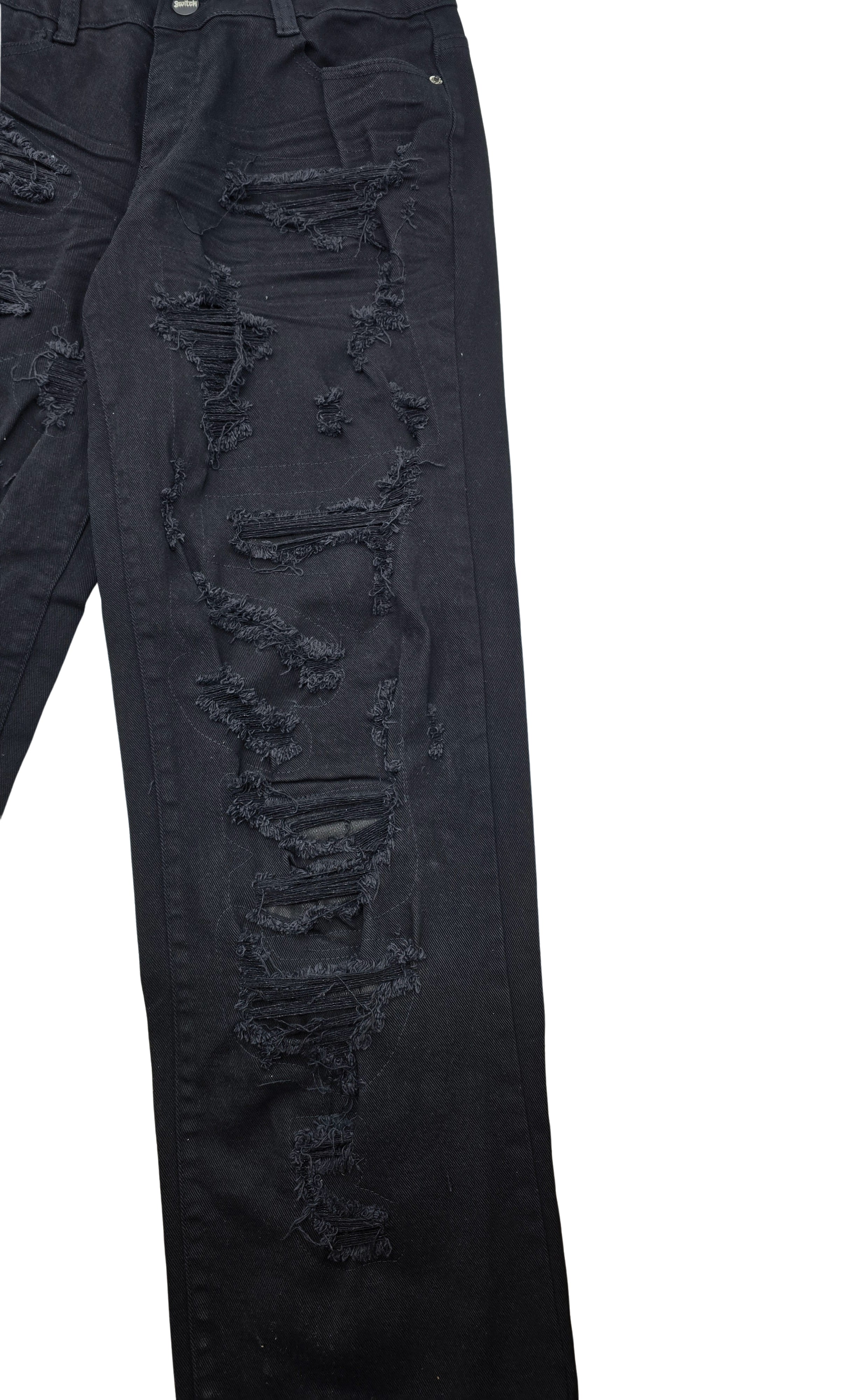 SWITCH REMARKABLE MEN'S LOOSE FIT RIPPED DENIM JEANS (JET BLACK)