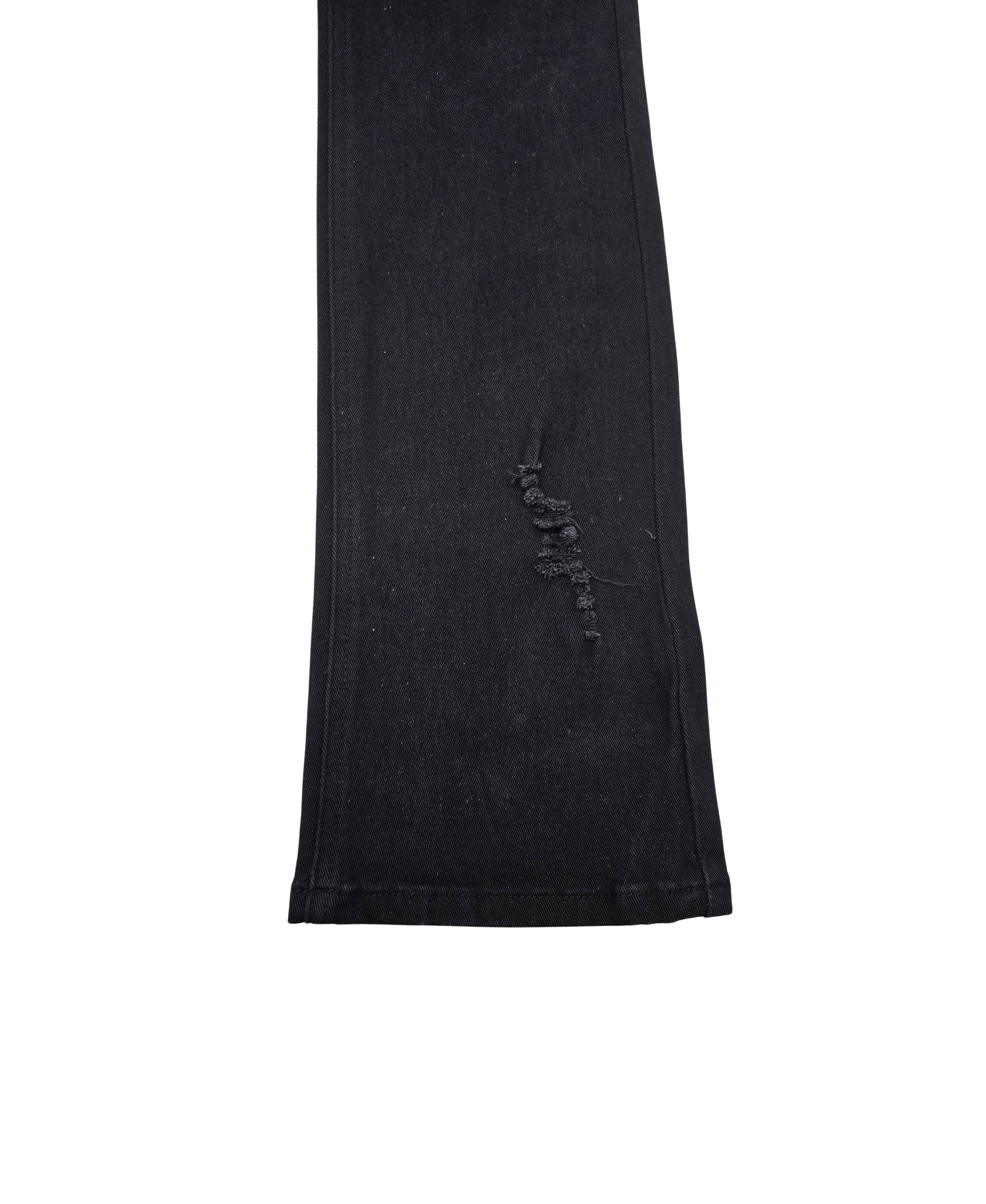 COPPER RIVET MEN'S DENIM REGULAR FIT FLARED RIPPED JEANS (BLACK)