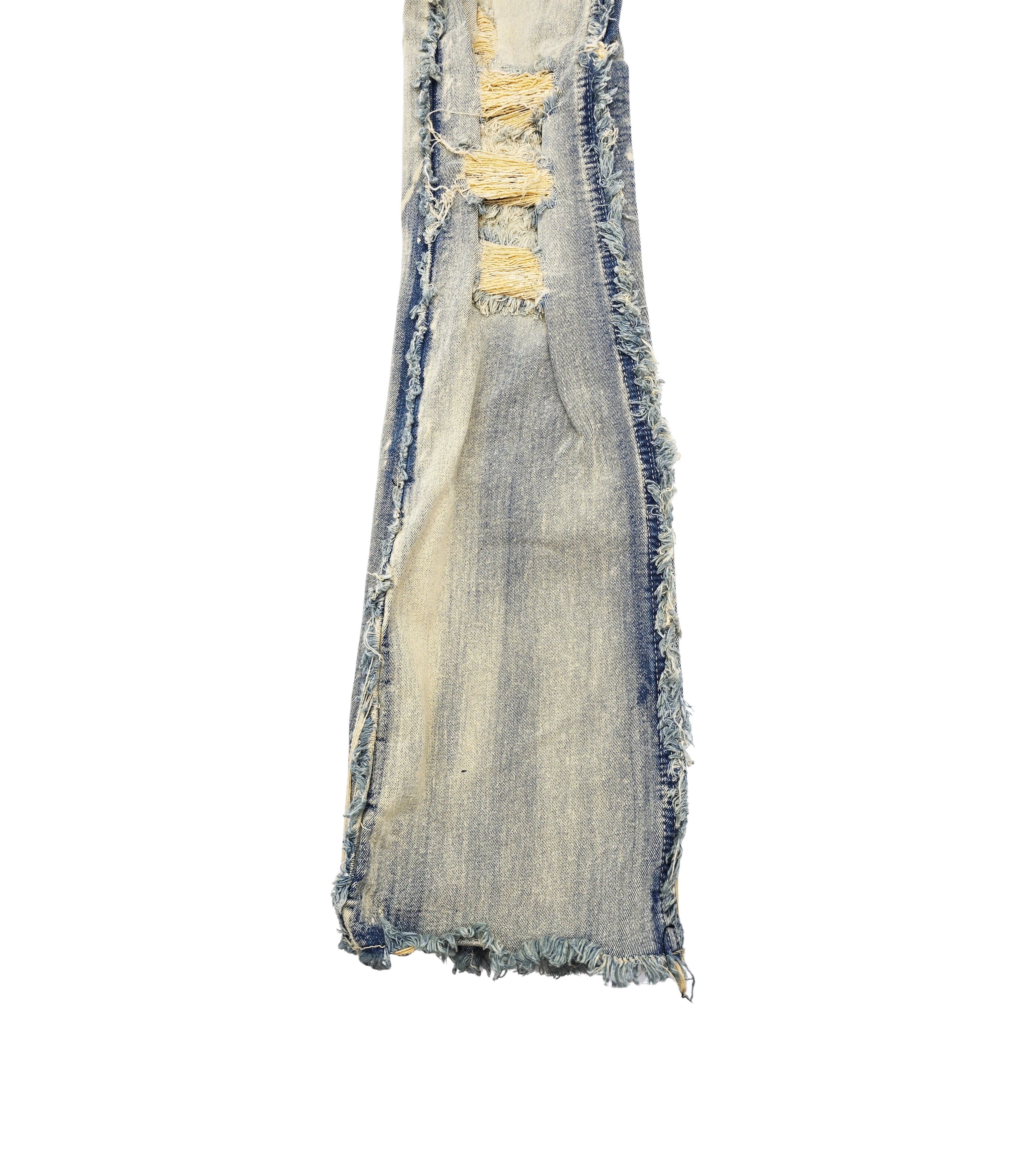 COPPER RIVET MEN'S DENIM SLIM FIT STACKED FLARED RIPPED JEANS (VINTAGE BLUE)