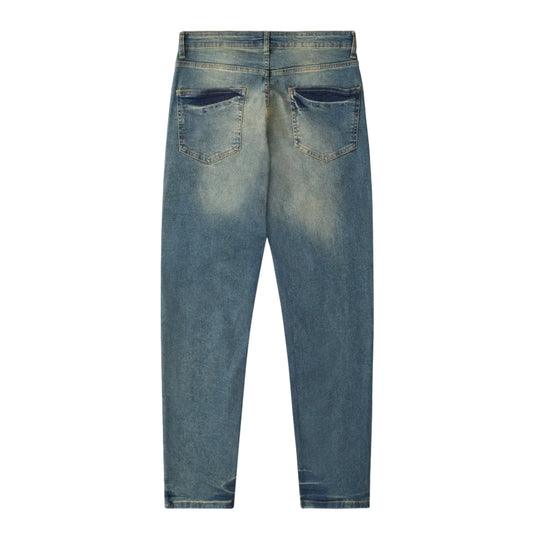 GRINDER RHINESTONE LIGHT INDIGO BLUE DENIM JEANS