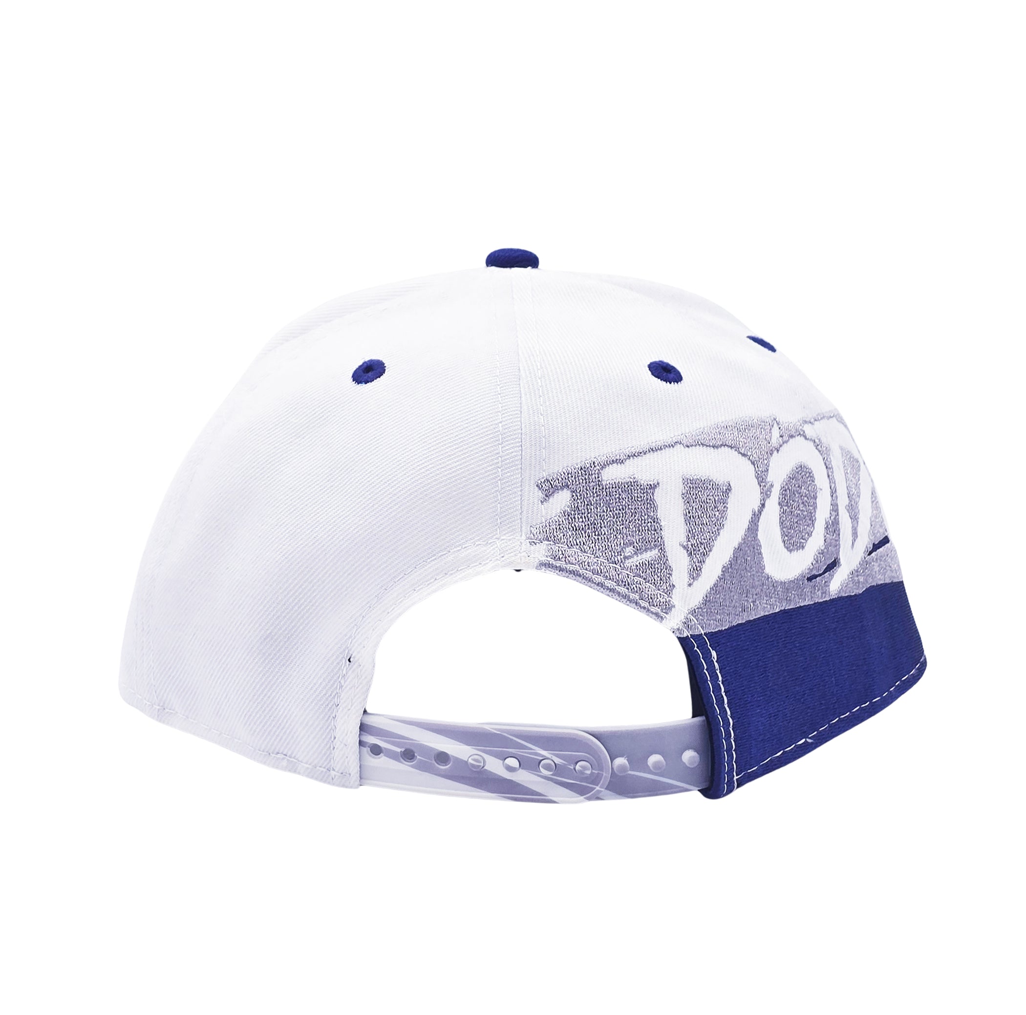 NEW ERA 9FIFTY MLB LOS ANGELES DODGERS SILVER SCIRPT DESIGN WHITE/ROYAL BLUE SNAPBACK HAT