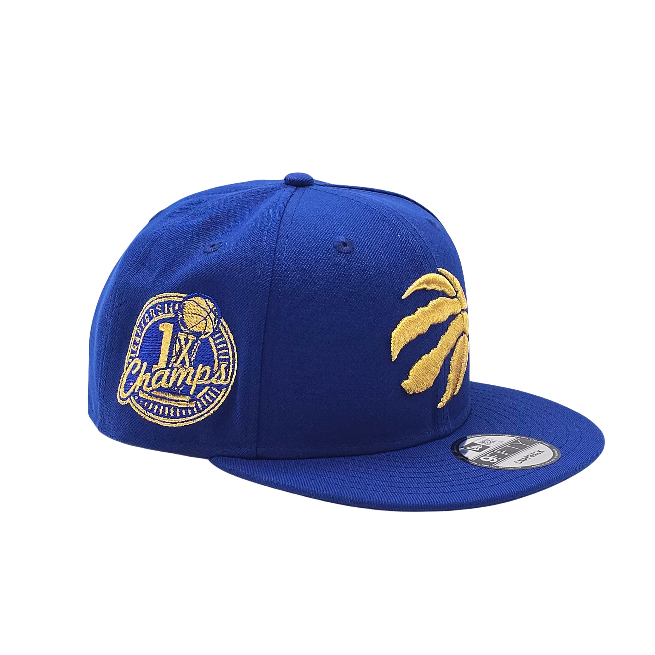 NEW ERA 9FIFTY NBA TORONTO RAPTORS 1X CHAMPS BLACK ROYAL BLUE/GOLD SNAPBACK HAT