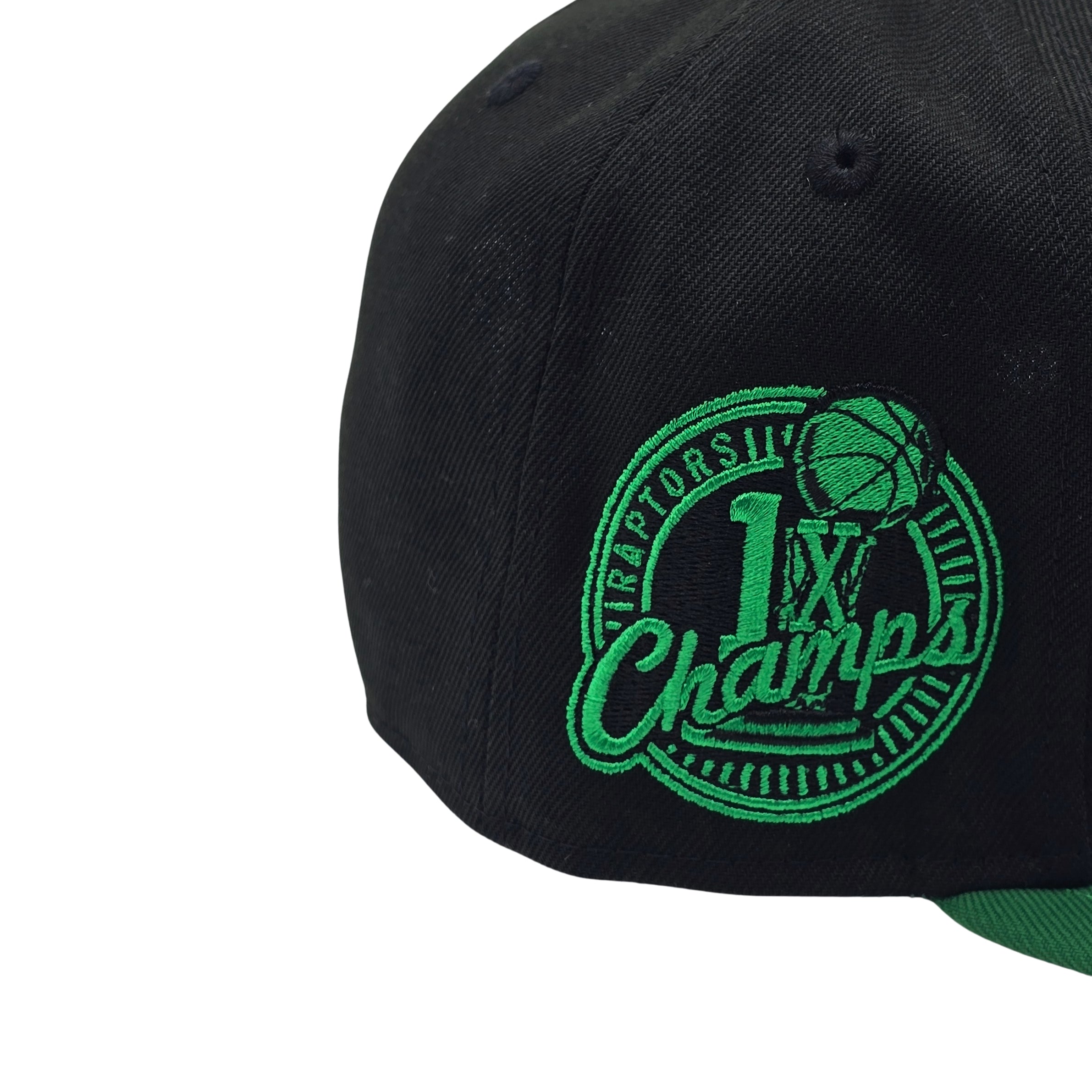 NEW ERA 9FIFTY NBA TORONTO RAPTORS 1X CHAMPS BLACK KELLY GREEN SNAPBACK HAT